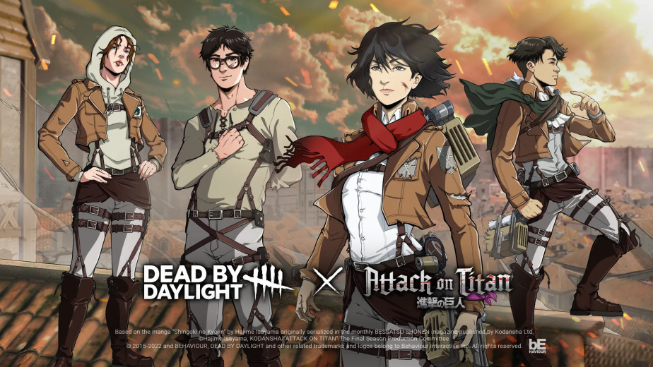《Dead By Daylight》×《Attack on Titan》联动宣传片正式公开，多套角色服饰套装现已发售！