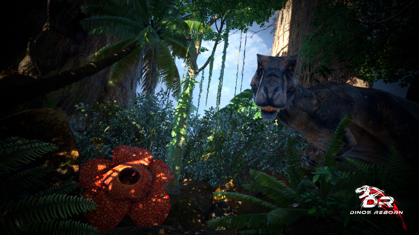 全新的开放世界生存游戏《Dinos Reborn》，成为猎人面对恐龙围绕的生活试图活下去！