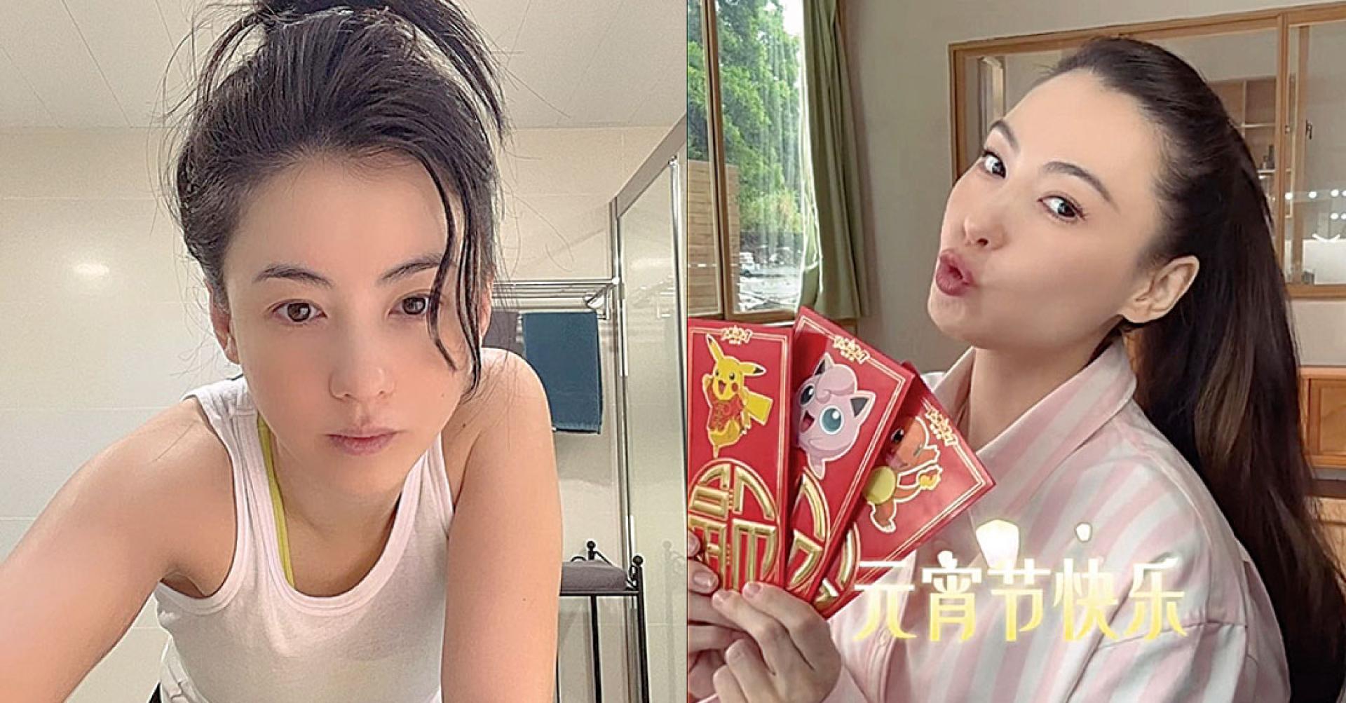 （左起）张柏芝过去身形较纤瘦。张柏芝在元宵节时晒出影片。