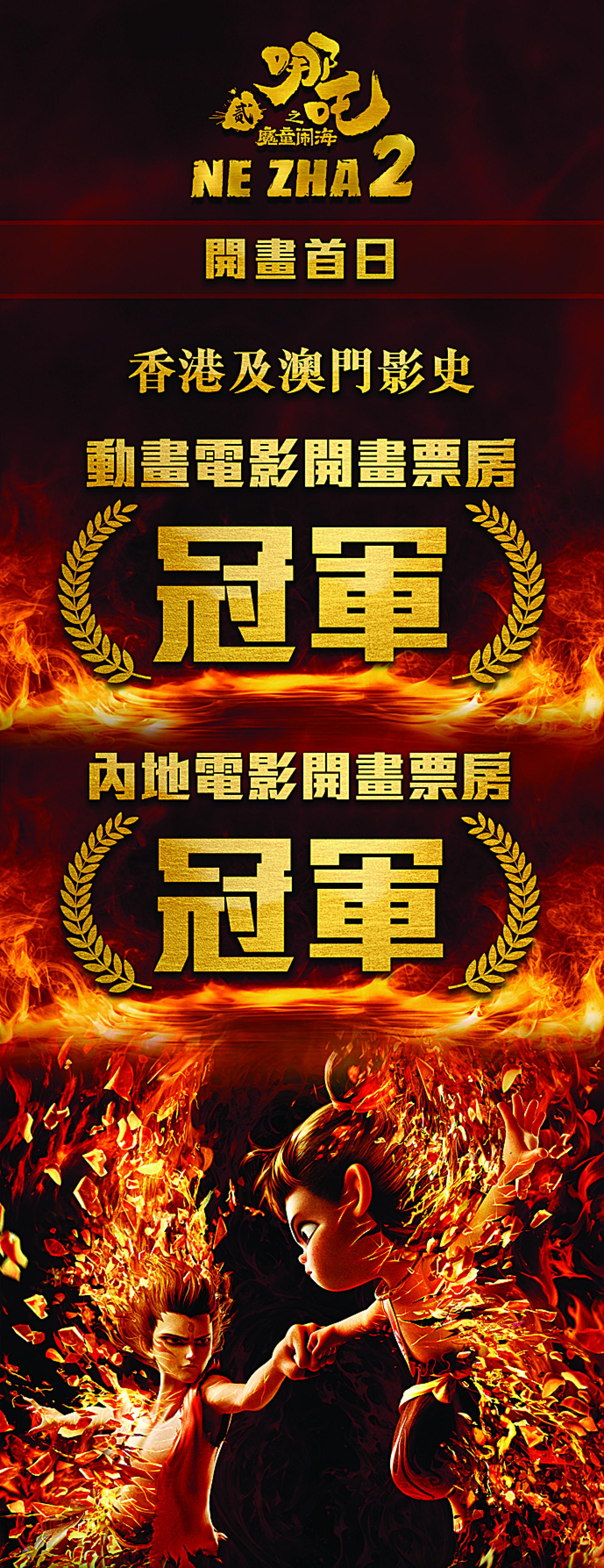 《哪吒2》香港上映首日创2纪录。