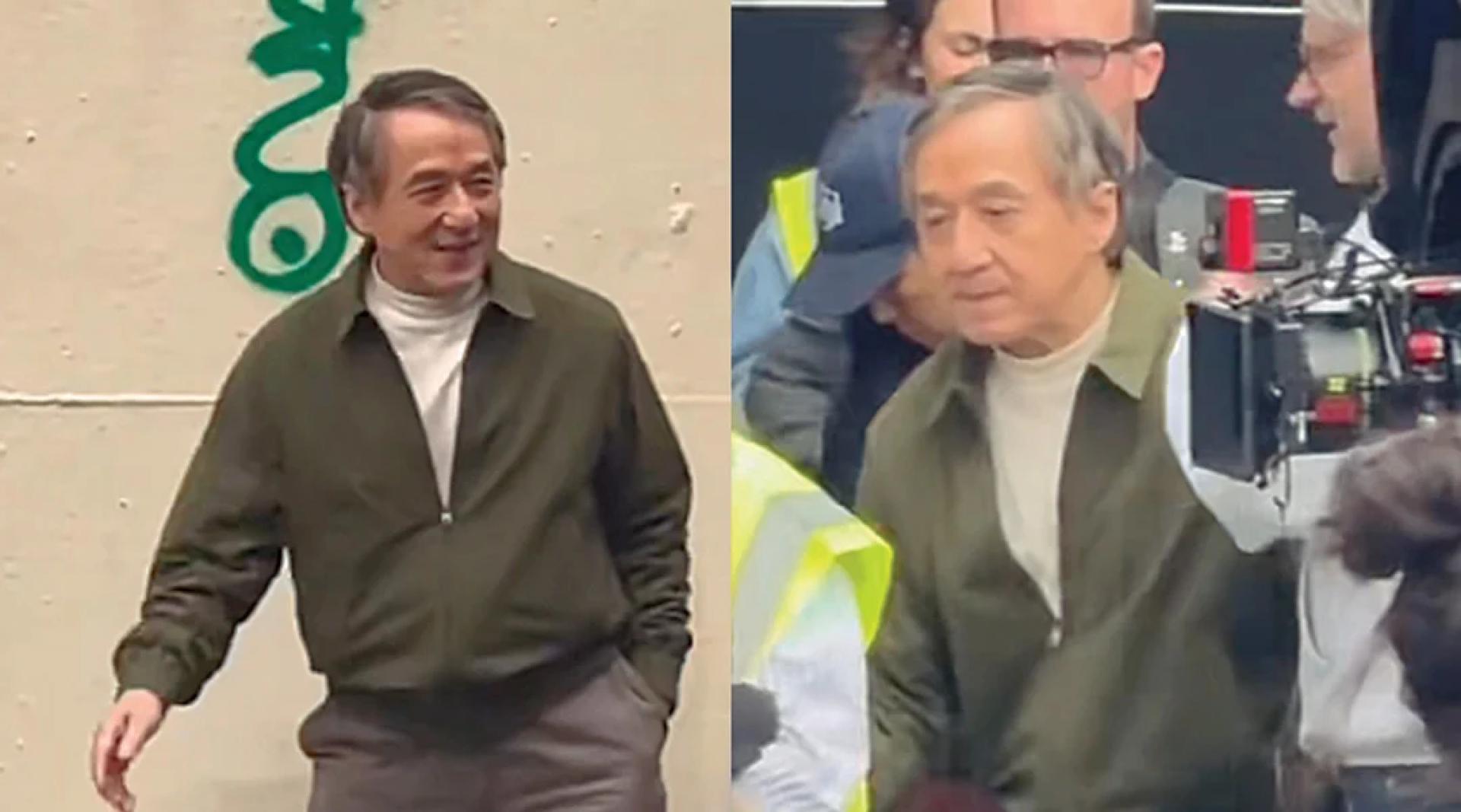 成龙在大街上拍摄新戏。