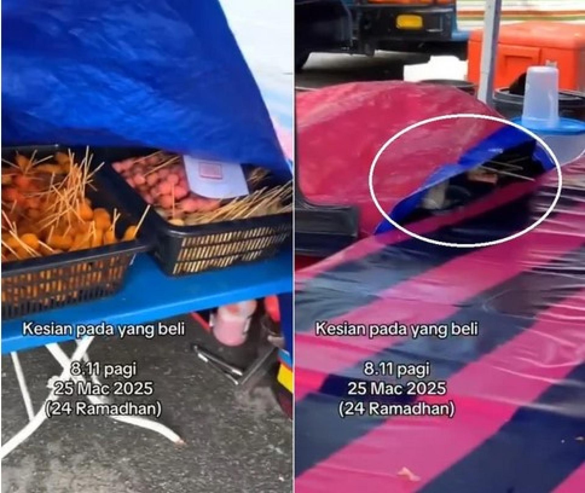 网民拍摄视频揭露“串串”仅用防水布遮盖，留在摊位上疑似隔夜再卖。
