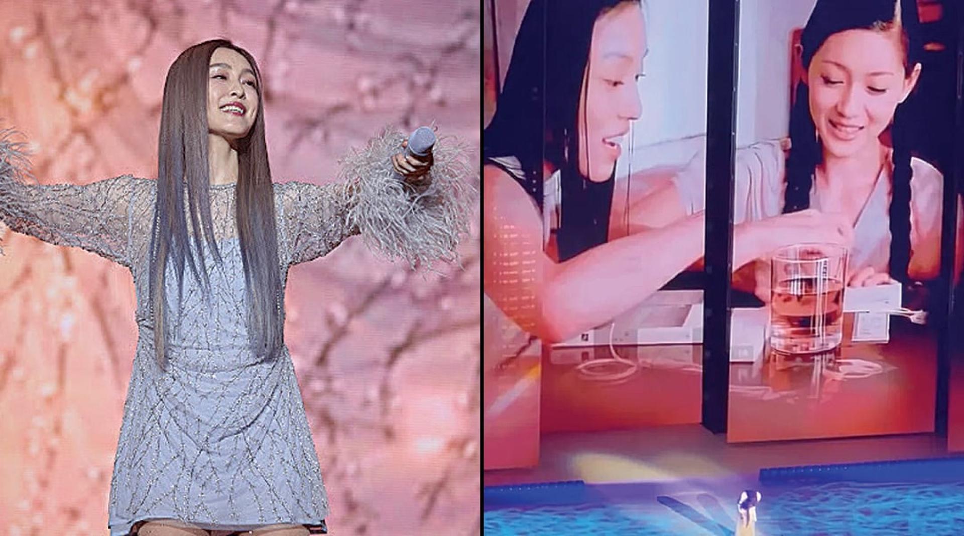范玮琪正在中国举办巡演。（右）范玮琪唱到《可不可以不勇敢》，最后大荧幕定格在自己与大S（右）的MV画面。