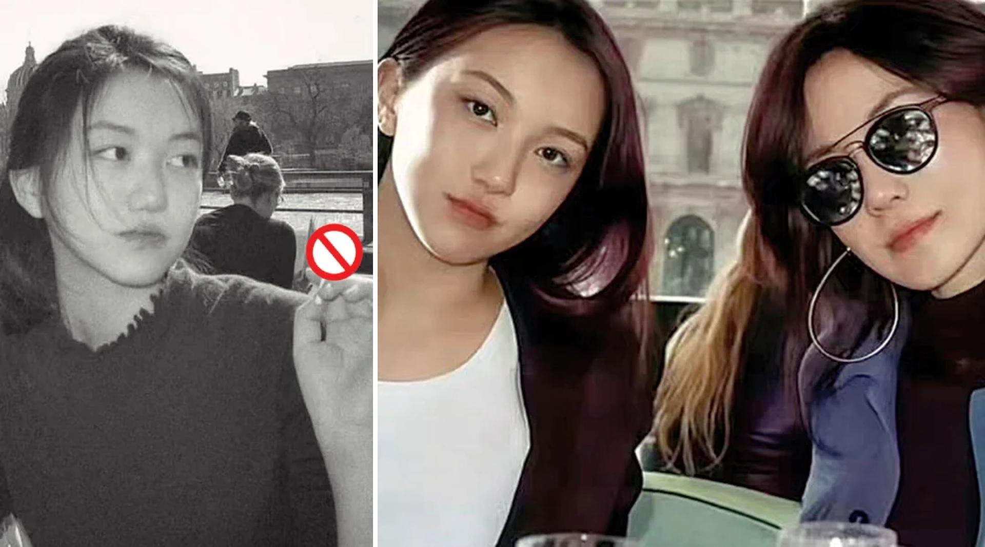 李嫣拿着香烟的照片引起讨论。李嫣是王菲（右）的小女儿。