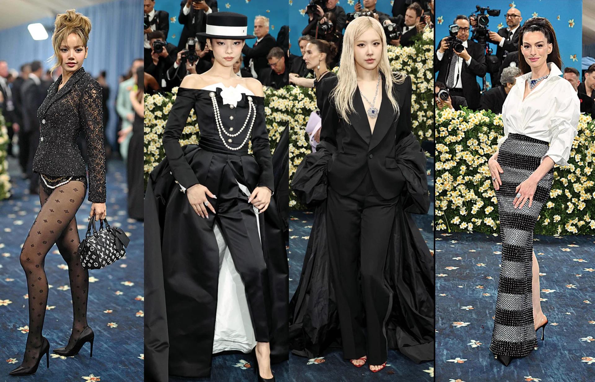 Lisa（左图起）、Jennie、Rose都出席时尚盛事；安海瑟薇今年简单出席，让不少人很失望。