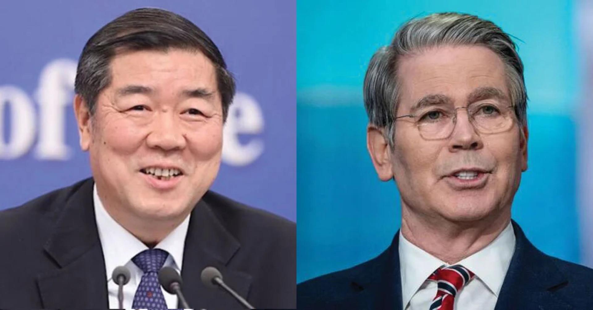 中国国务院副总理何立峰（左）将于周五起访问瑞士4日，期间与美国财长贝森特（右）进行中美经贸高层会谈。