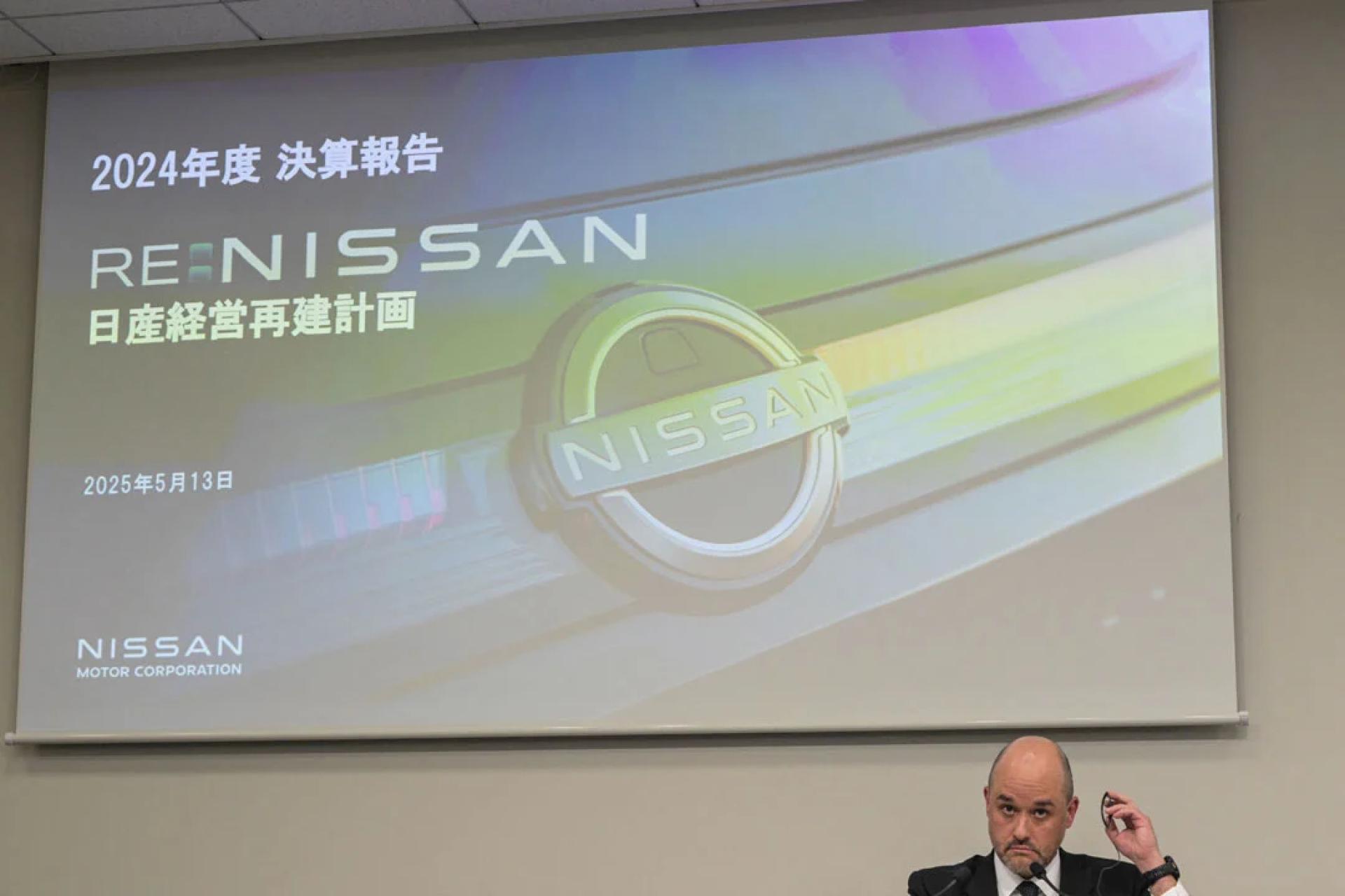 日产首席执行员艾斯皮诺萨出席公司财报发布会。