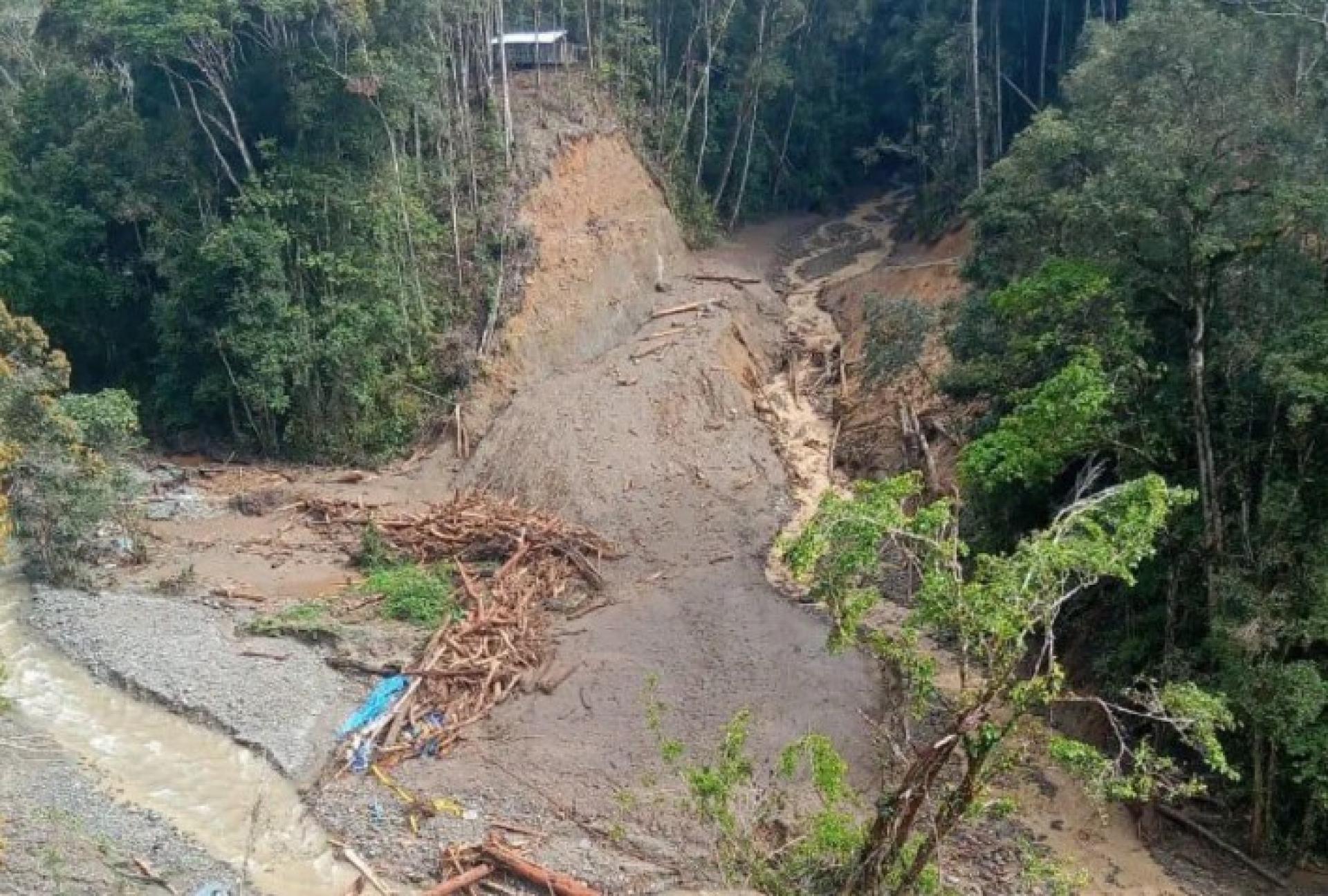 西巴布亚阿尔法克山区Catubouw区山洪与山体滑坡灾害发生地点。