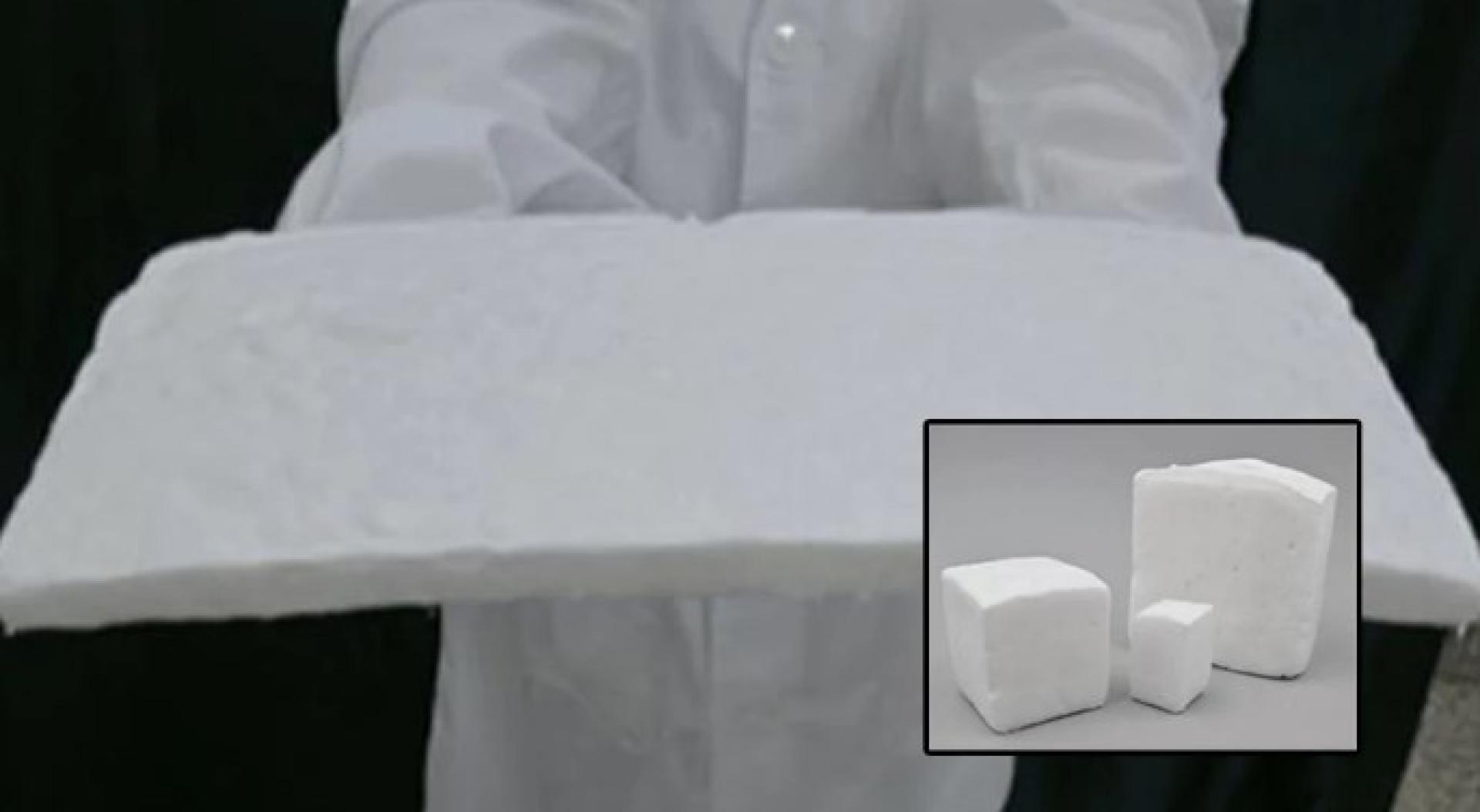 被制备成各种大小和形状的全生物质纤维海绵 。
