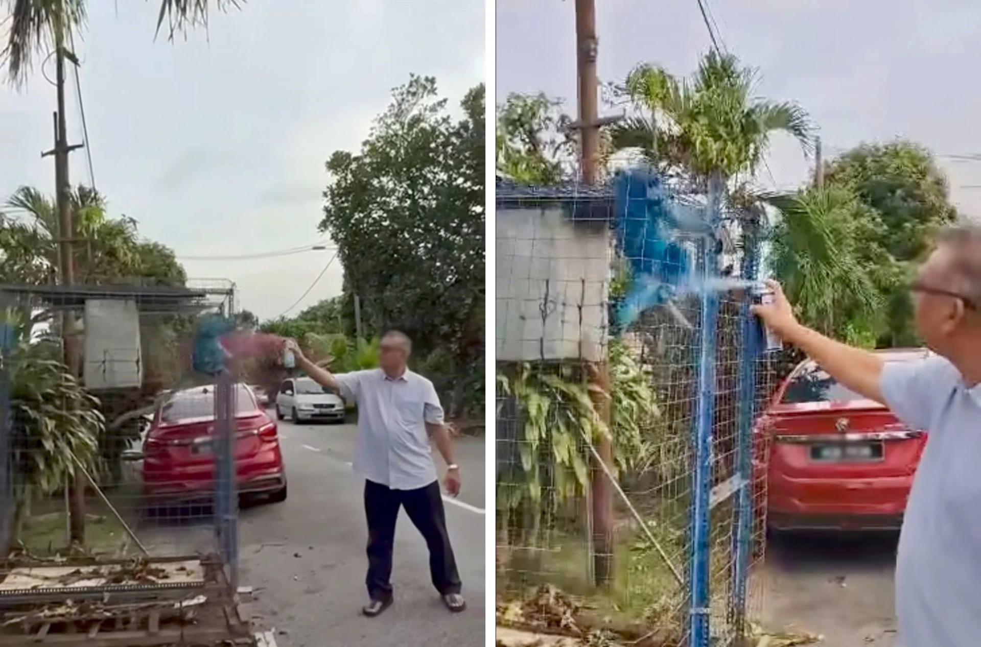 男子朝一只受困笼子的猴子喷漆，相关视频在社交平台流传。
