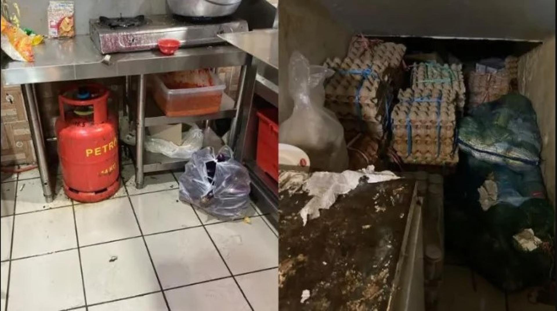 BDA勒令关闭的食品店内不卫生的环境。