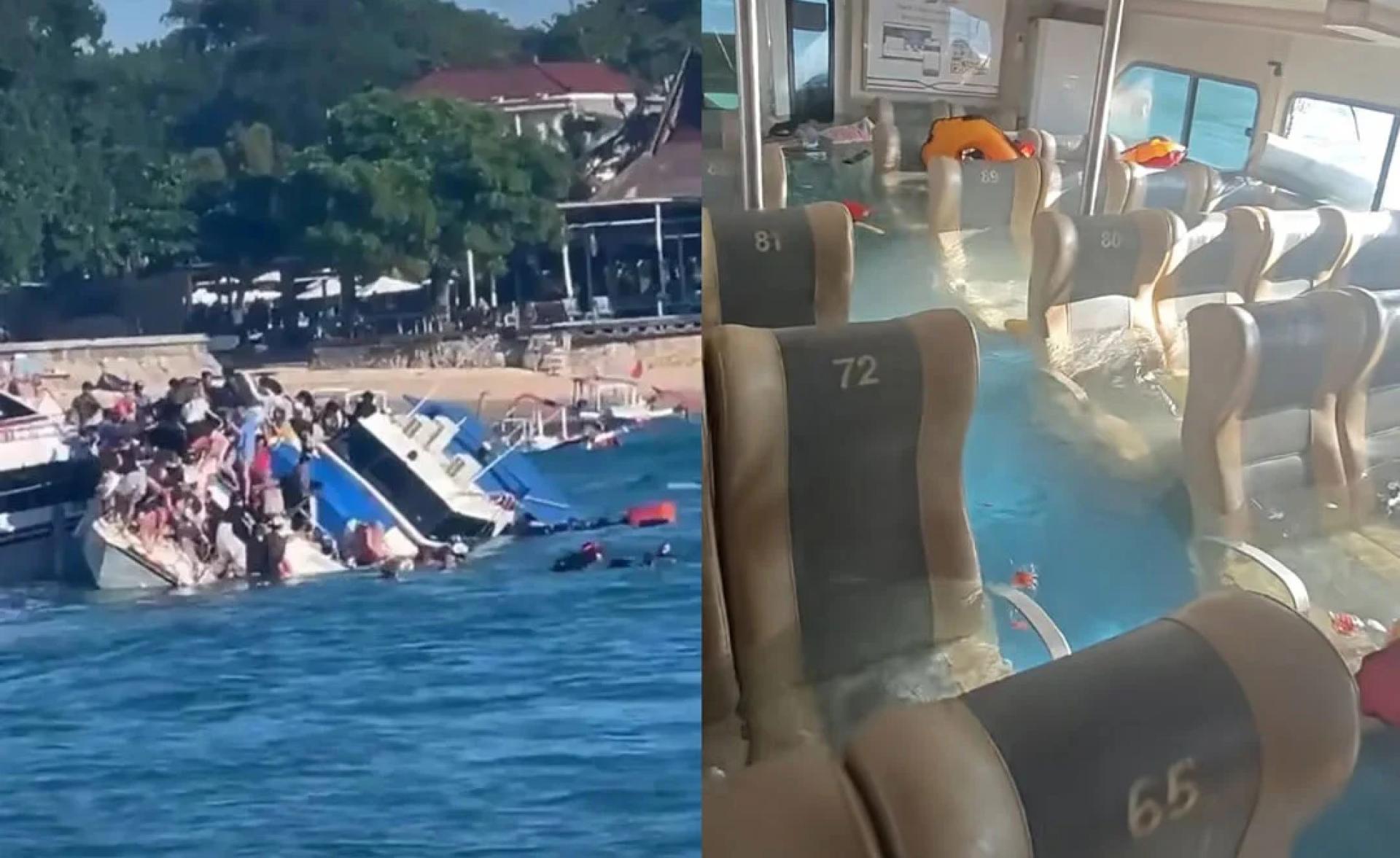 游艇很快就开始往下沉，海水不断灌入船舱。