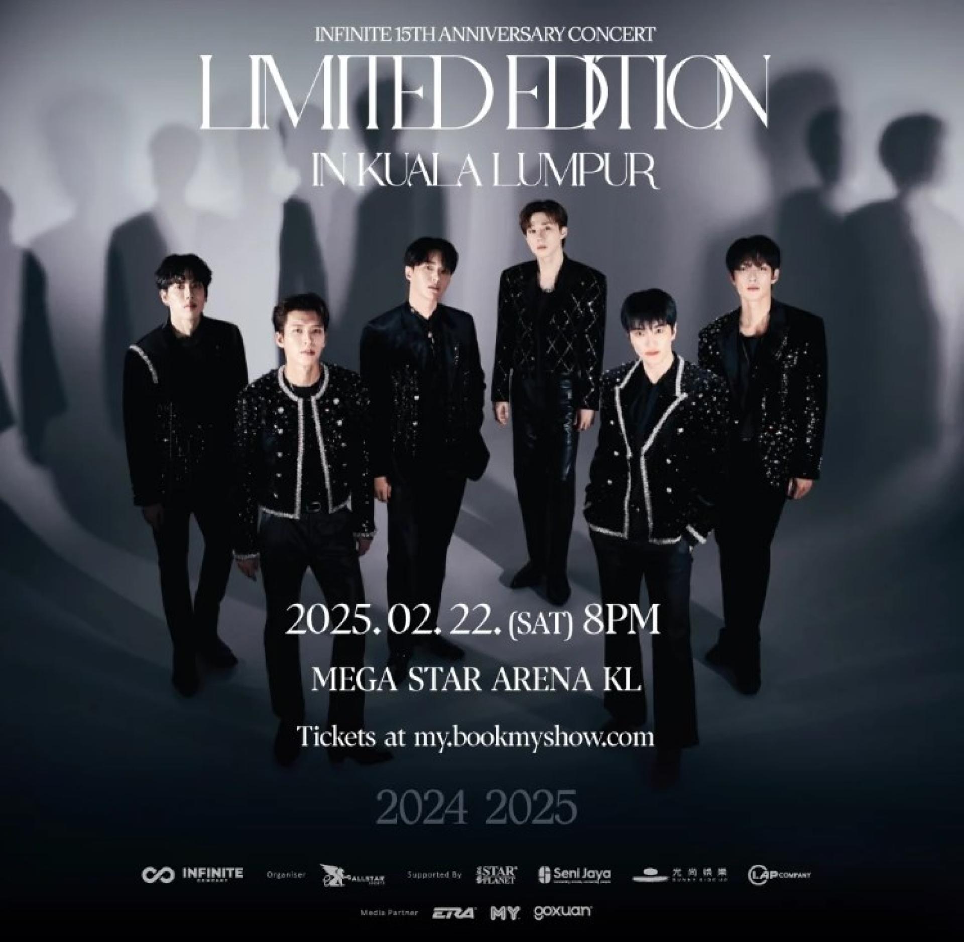 《INFINITE 15周年限量版世界巡演——吉隆坡站2025》将于明年2月22日，晚上8点，在Mega Star Arena KL引爆。