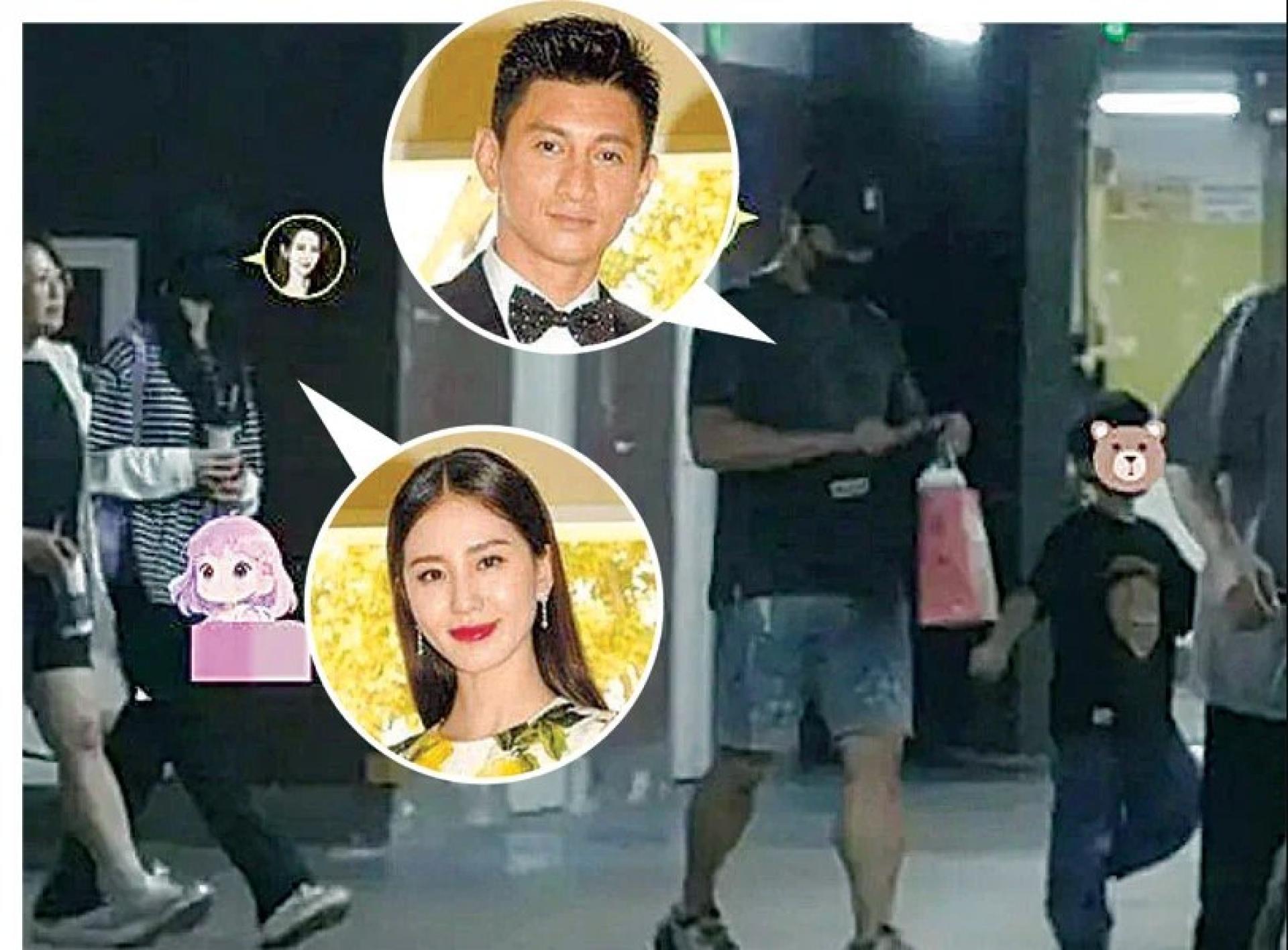 中国网友在微博曝光吴奇隆一家三口同框画面。