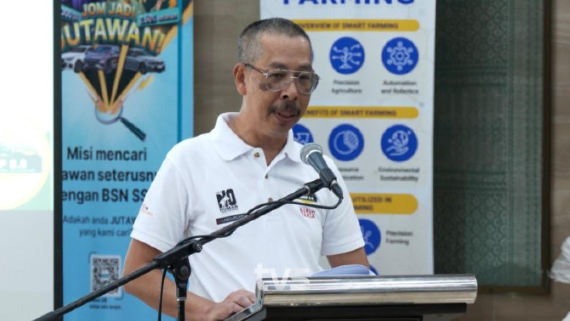 阿旺拉杜安于2025年6月30日在古晋举行的人力资源部客户互动日暨LGRAP 6.0启航仪式上发表讲话。