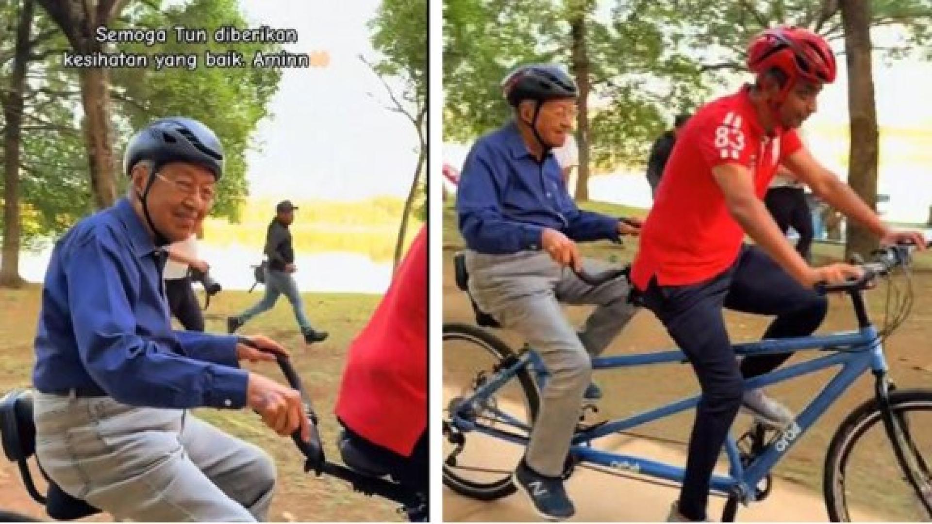 马哈迪于早上7时45分亲自驾车抵达会场，并与随行的安全人员一起骑着双人脚踏车绕湖。