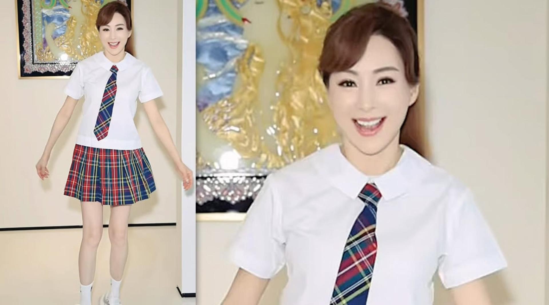 60岁罗霖换上校服仍相当有看头。