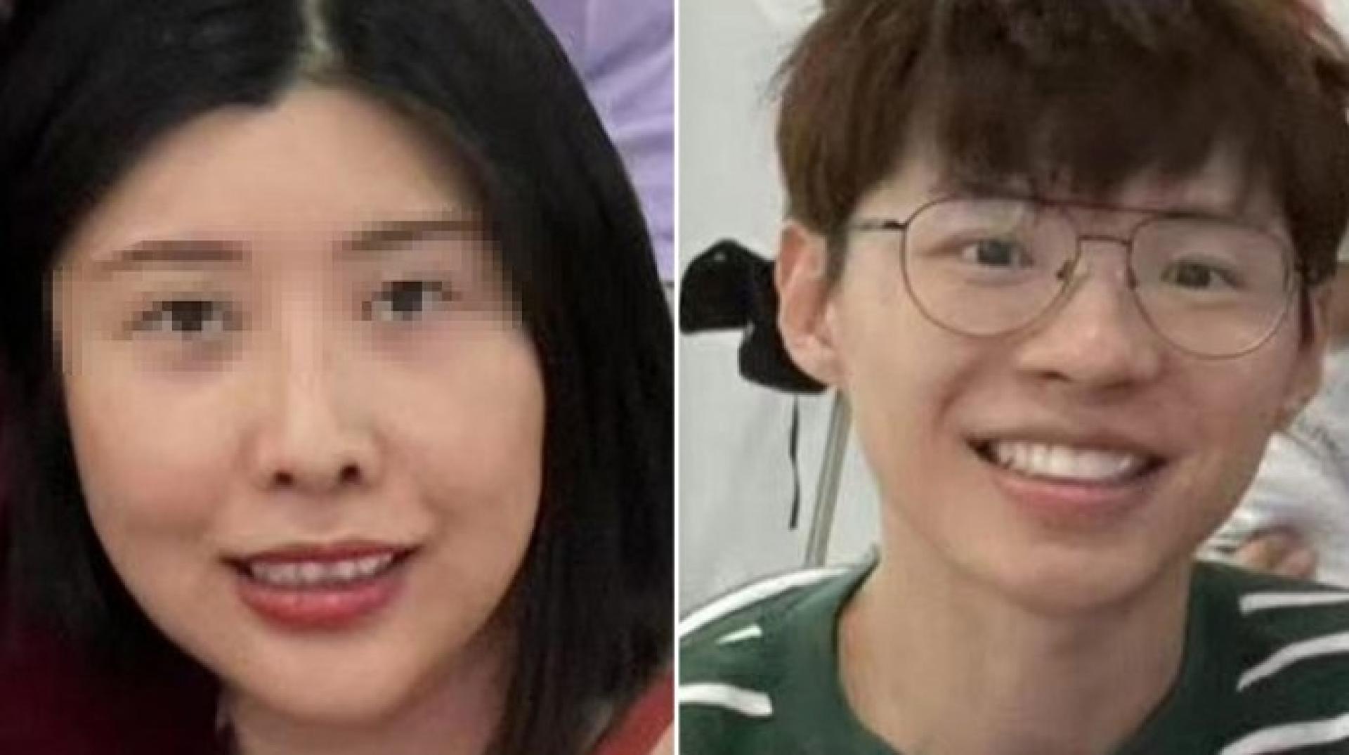 死者为33岁的李卓君，右为其下落不明的丈夫。
