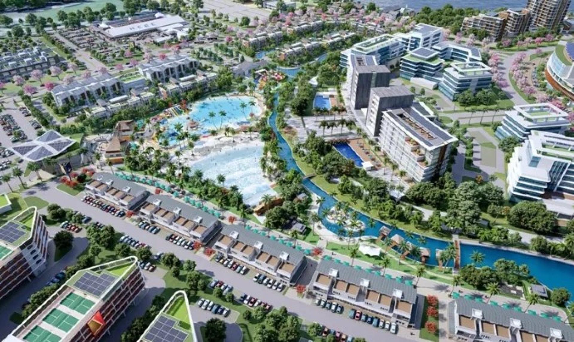 美里肯雅兰智慧城的效果图，未来将设有泻湖主题乐园。