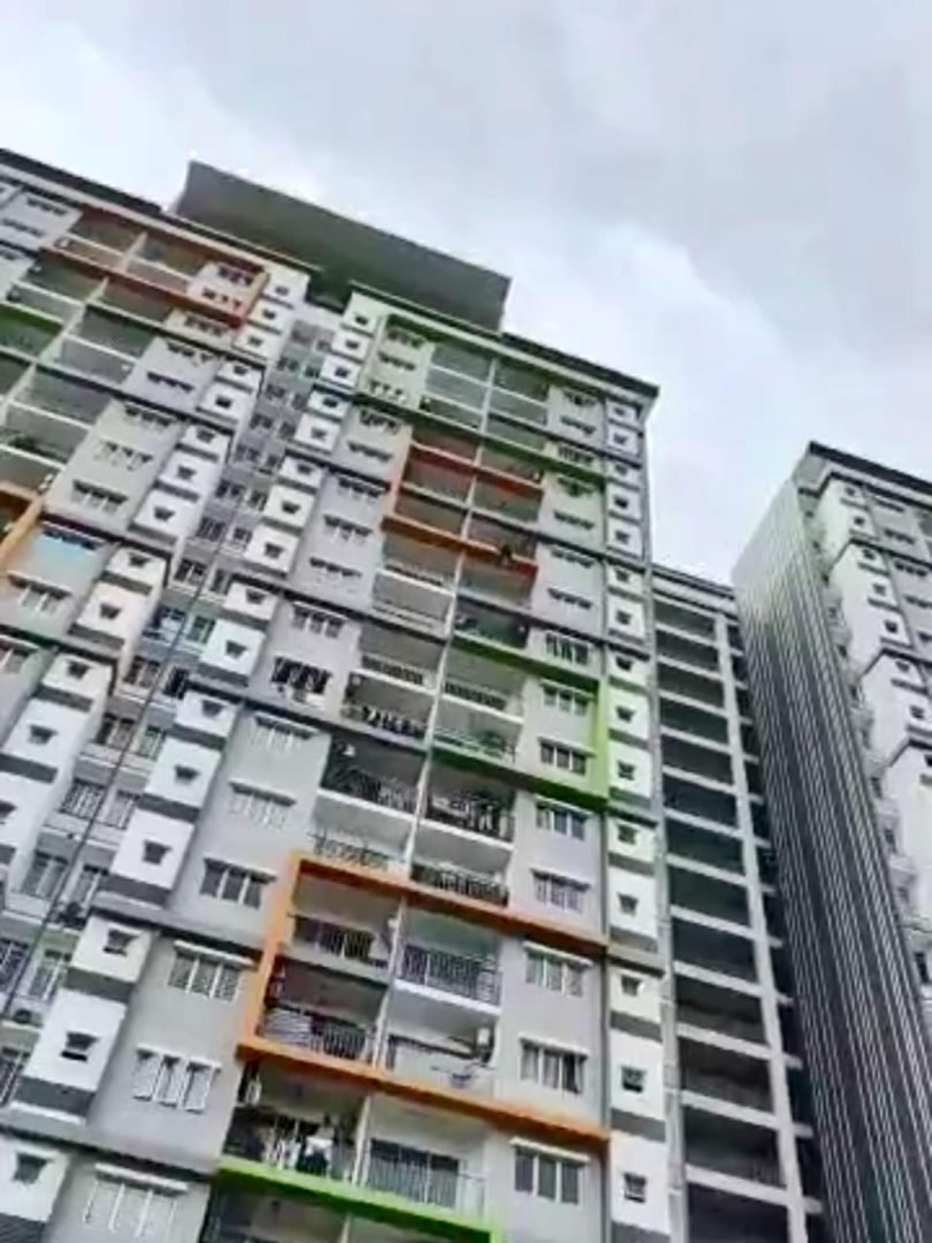 女子案发前坐在阳台。