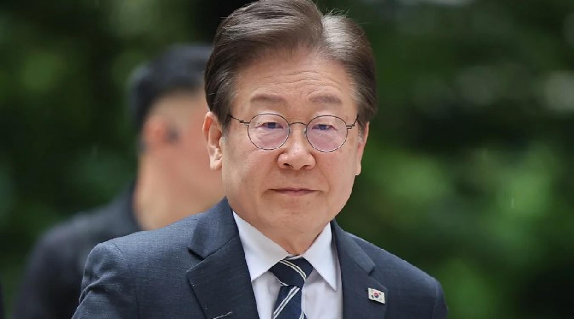民主党党魁李在明。
