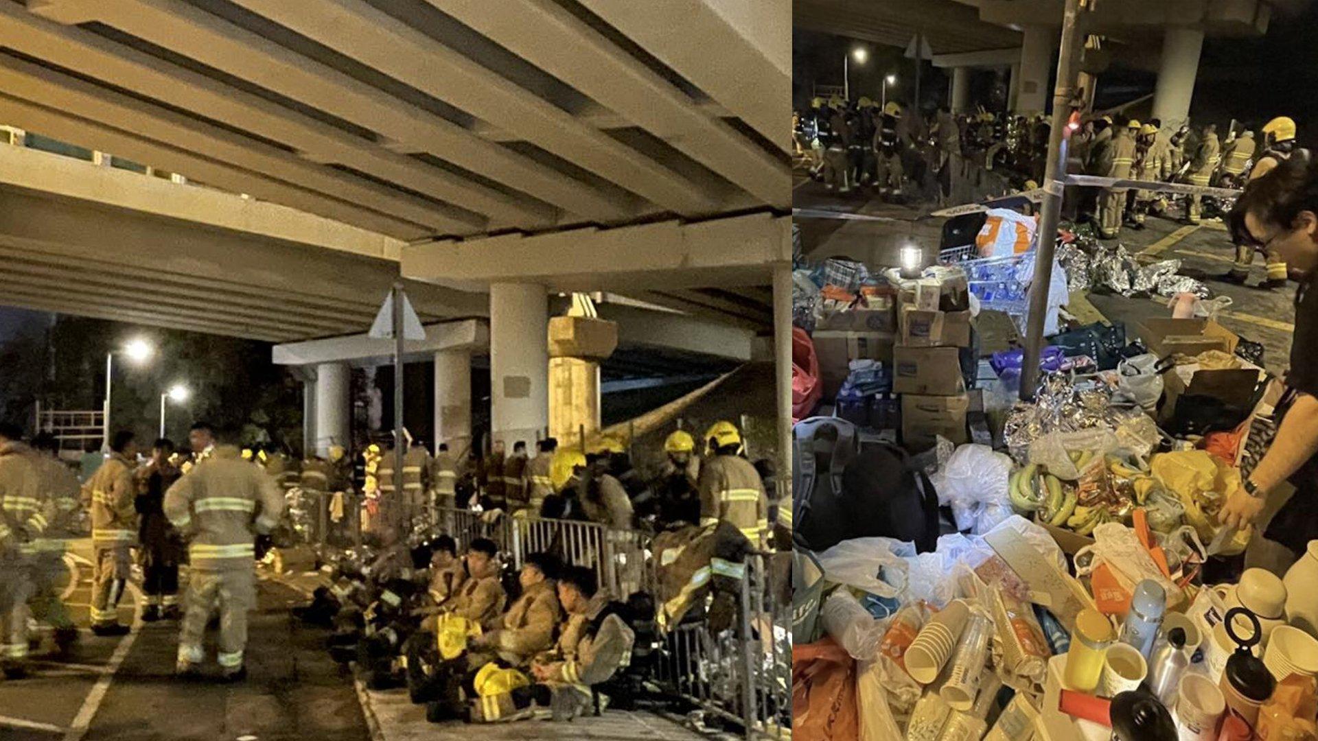 民众纷纷自发地运送大量补给品和御寒物资，以行动来感谢消防员的付出。