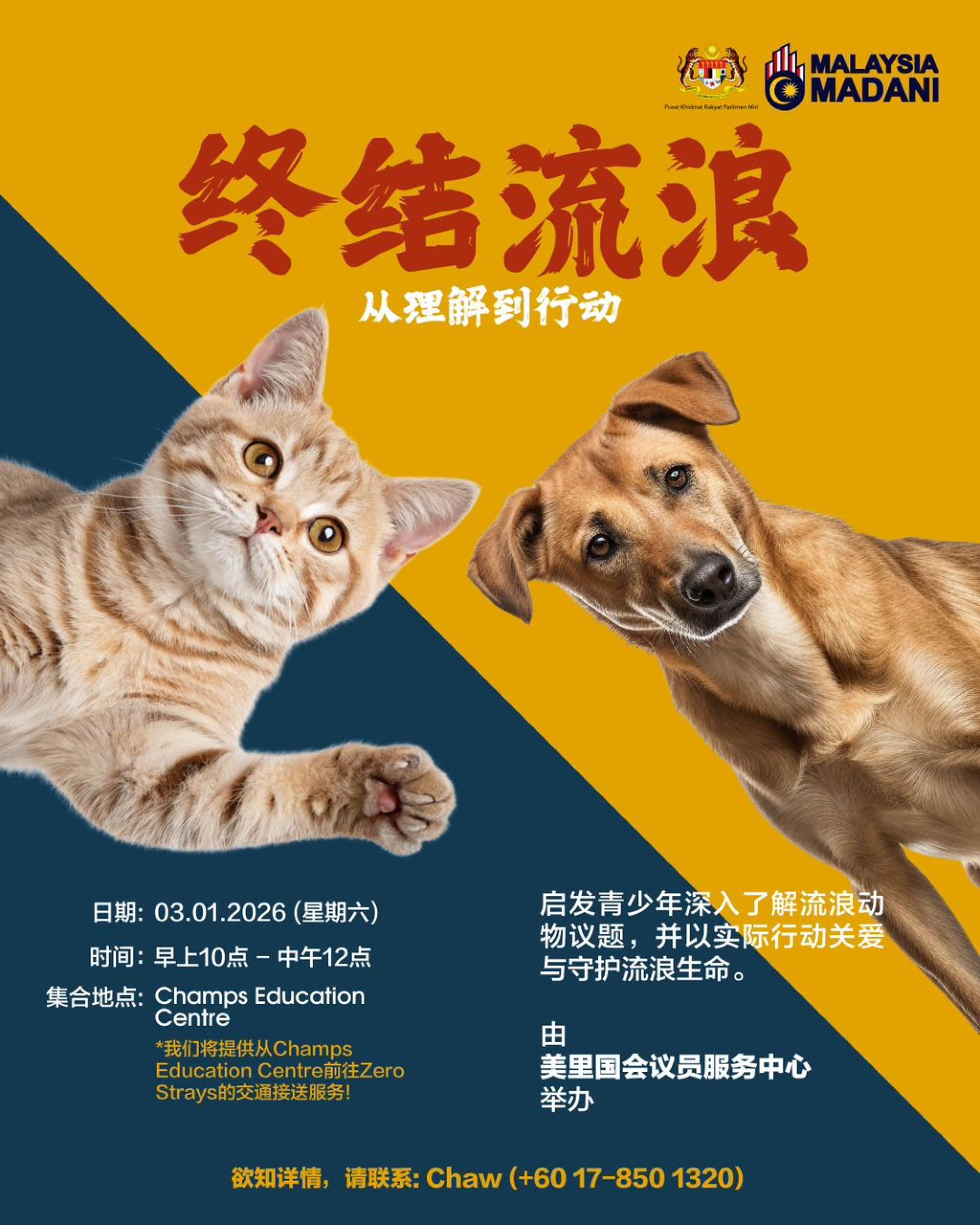 一项以关怀流浪动物为主题的探访活动将于2026年1月3日举行，诚邀青少年志愿者踊跃参与。