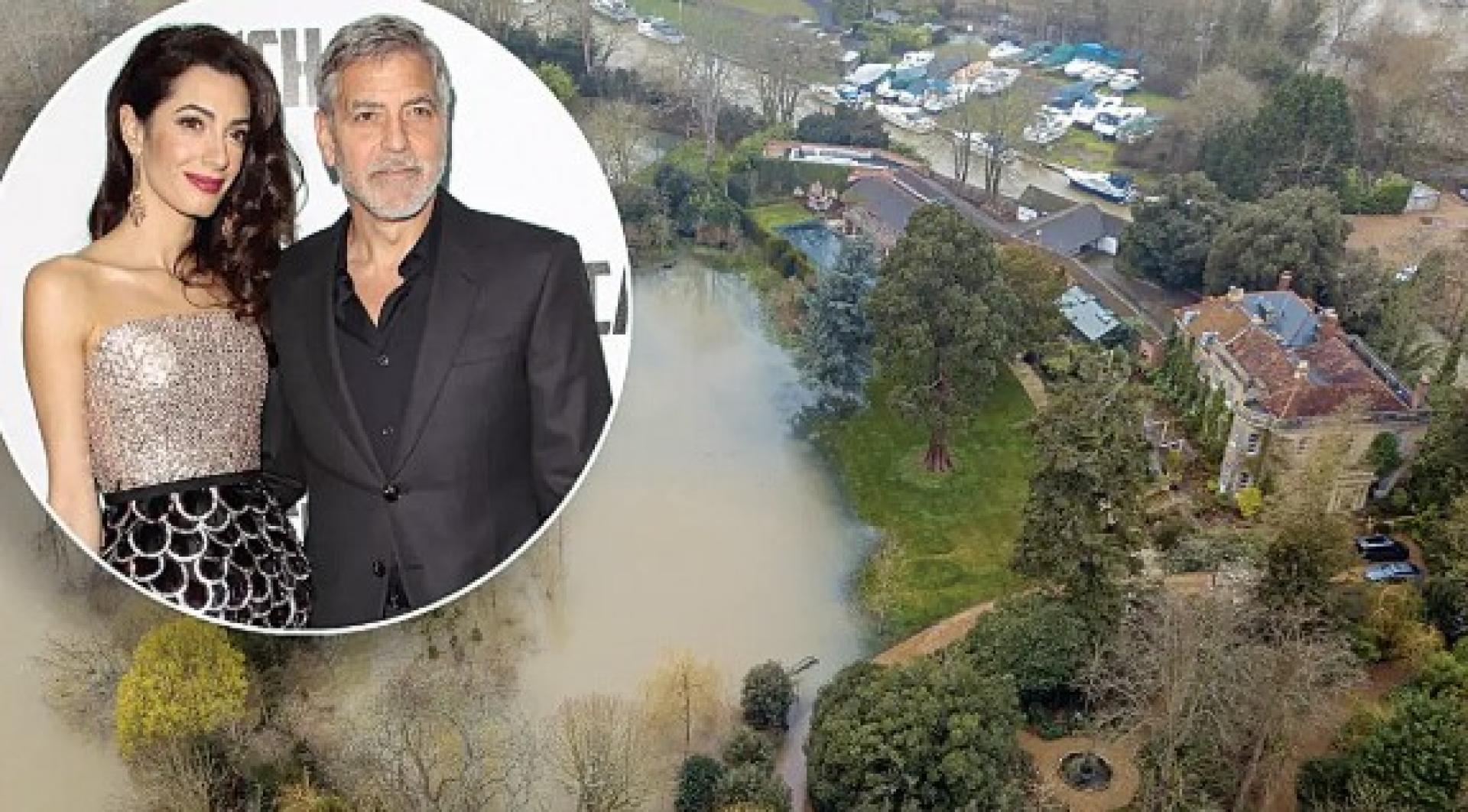 英国暴雨成灾，佐治古尼夫妇豪宅被波及。