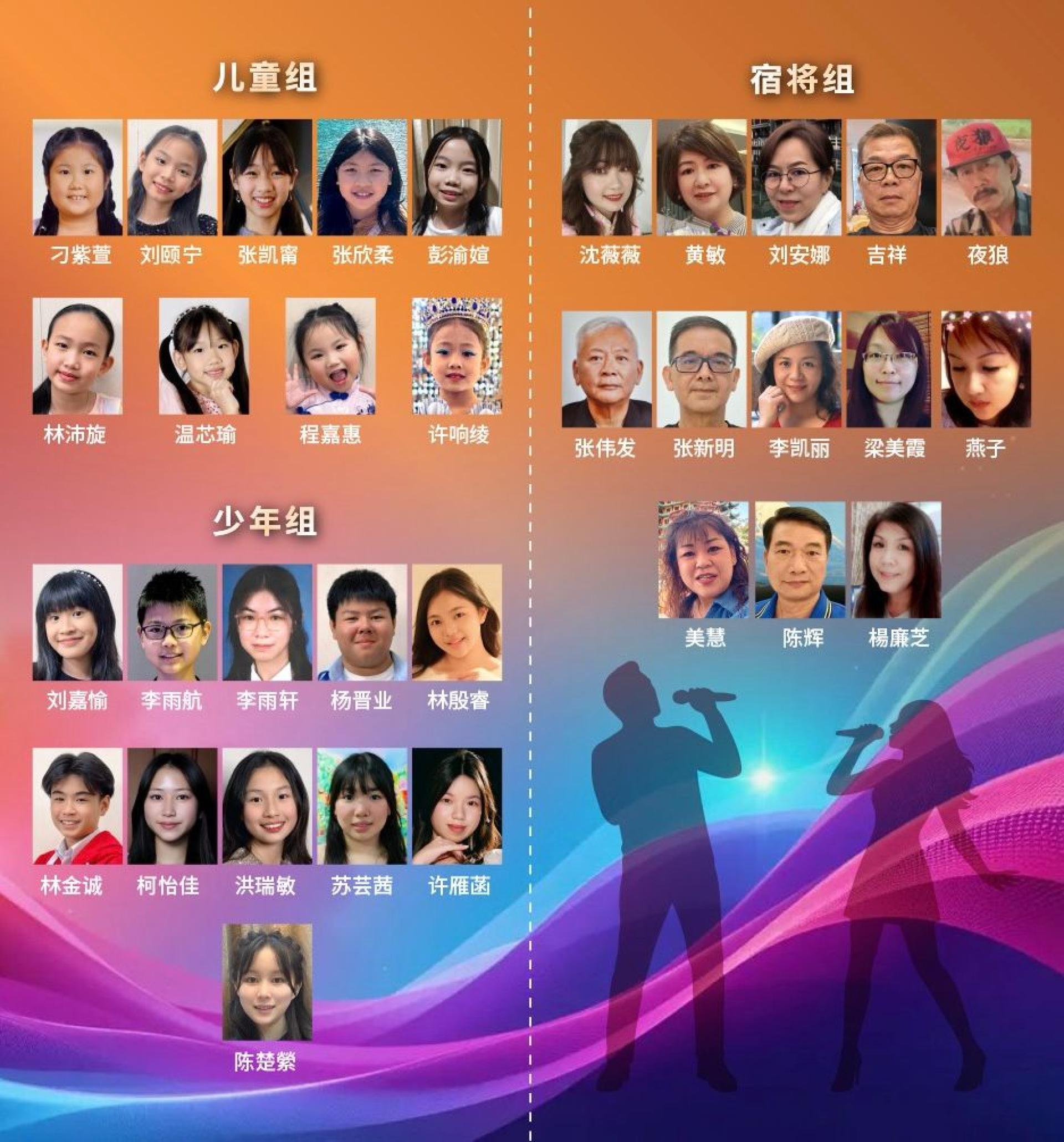 各组参赛歌手