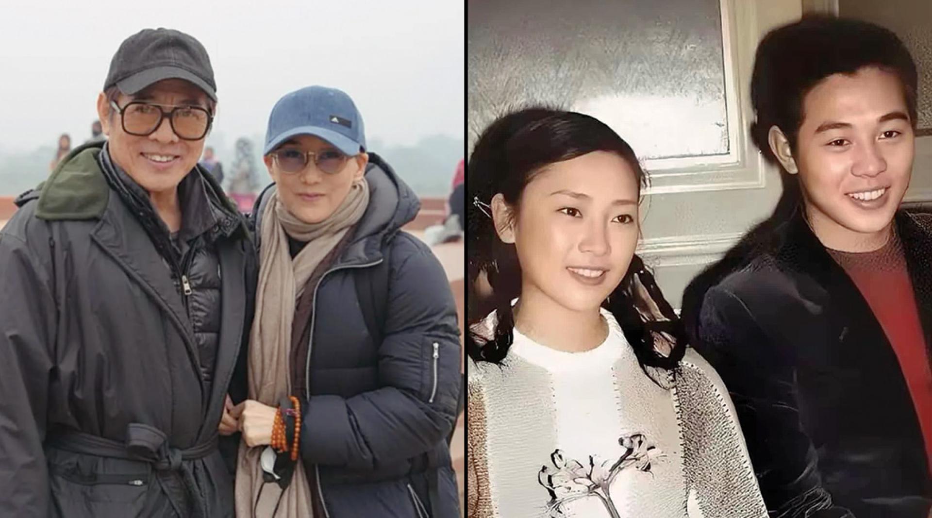 （左）李连杰和利智恩爱多年。（右）李连杰第1段婚姻娶了武术队师姐黄秋燕。