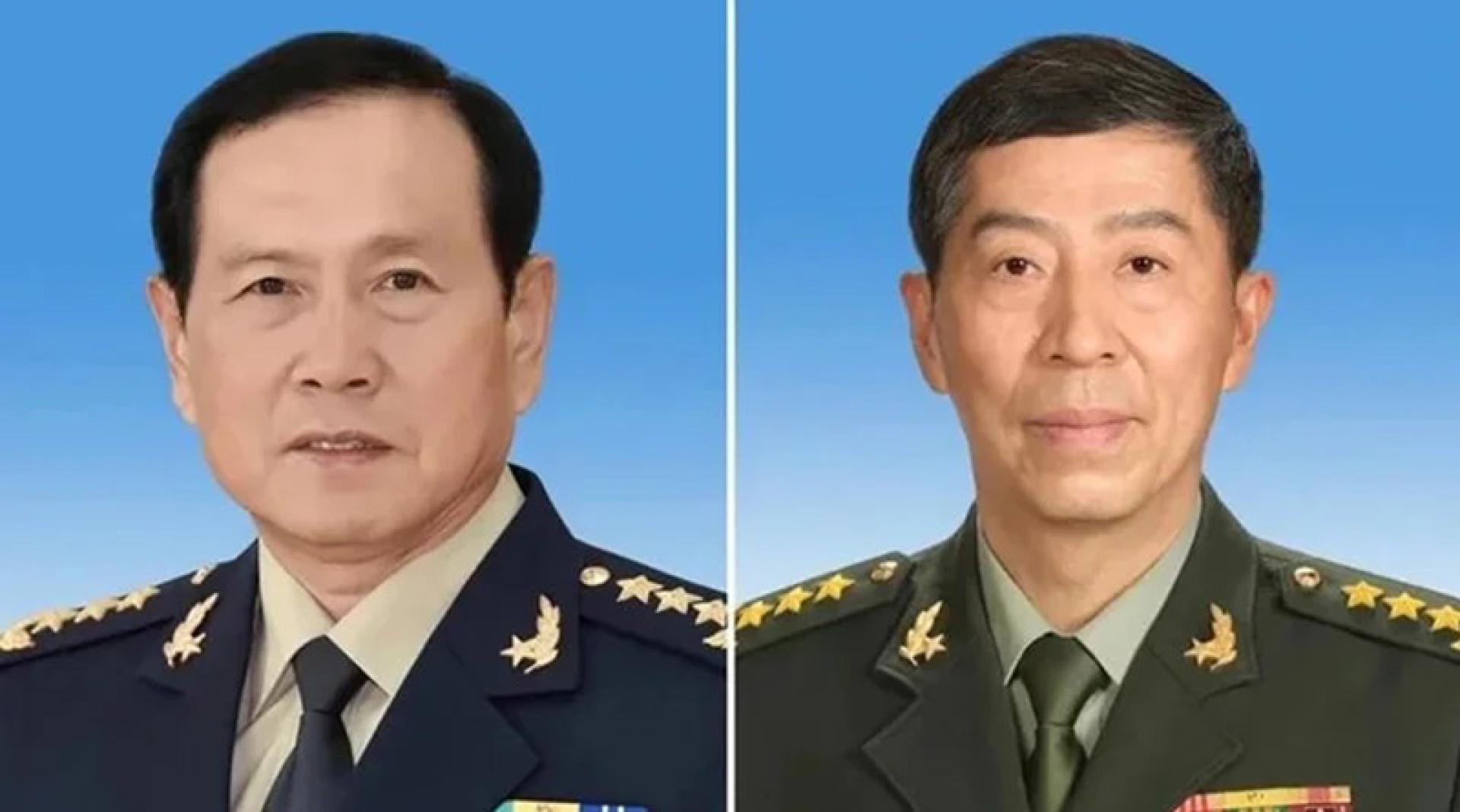 中国前后任国防部长魏凤和（左）、李尚福（右)。