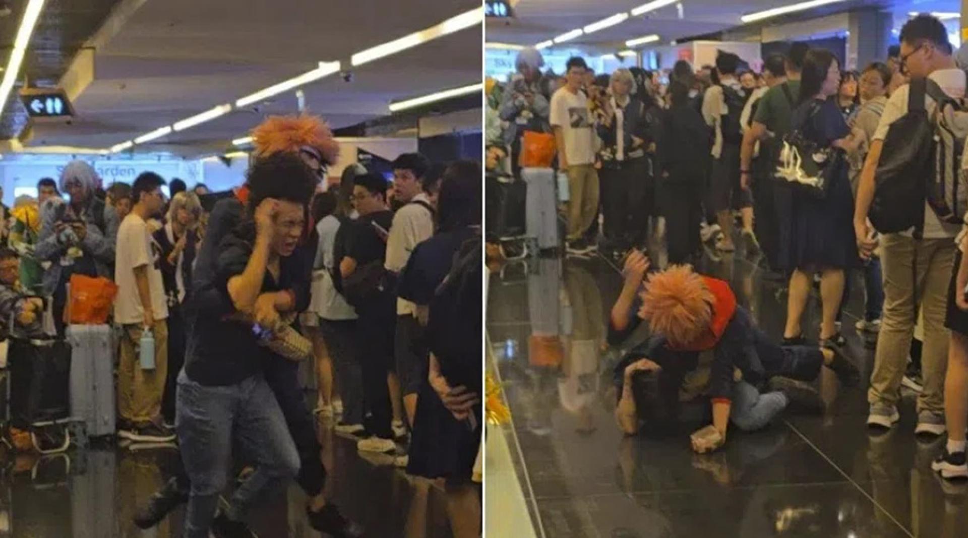 9日下午网上有视频显示，一名男子将余澎杉压制在地，朝他挥拳，站起来后才被旁人拉开。