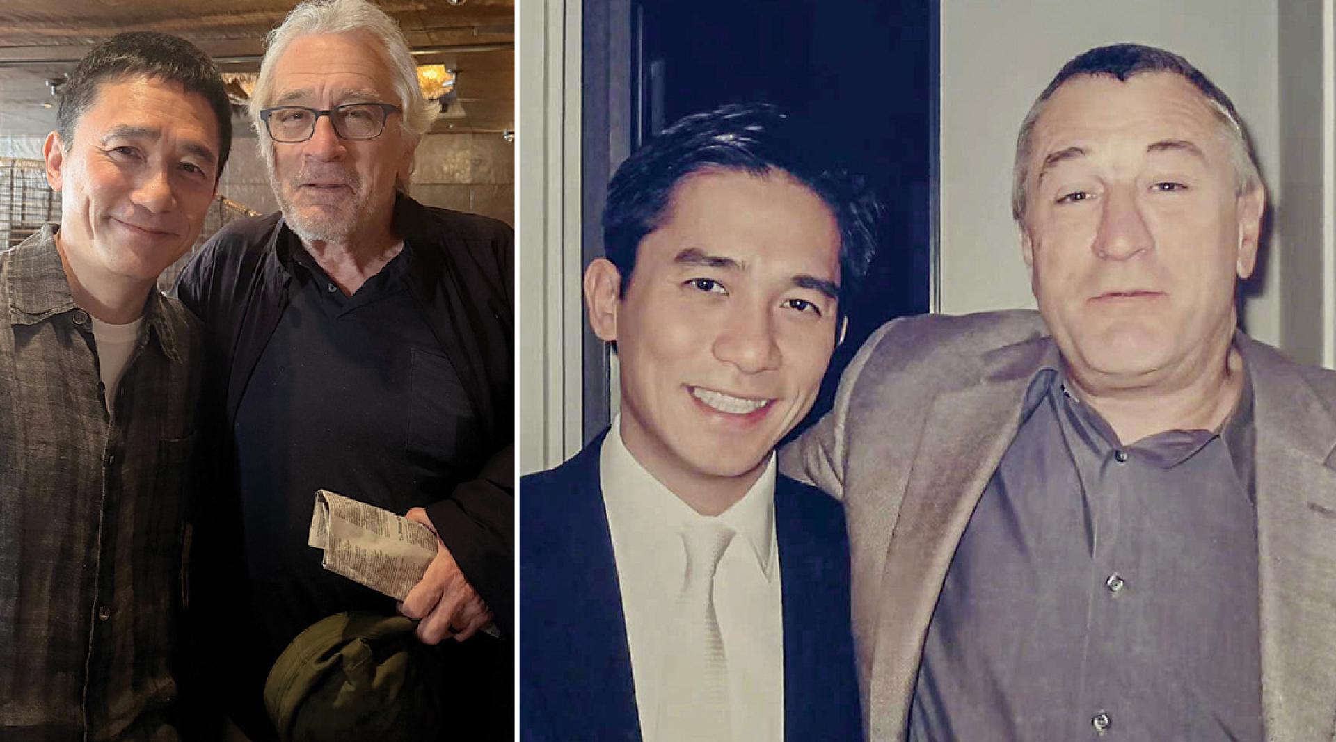 （左）梁朝伟同框罗拔迪尼路；（右）原来两人26年前已有一面之缘。