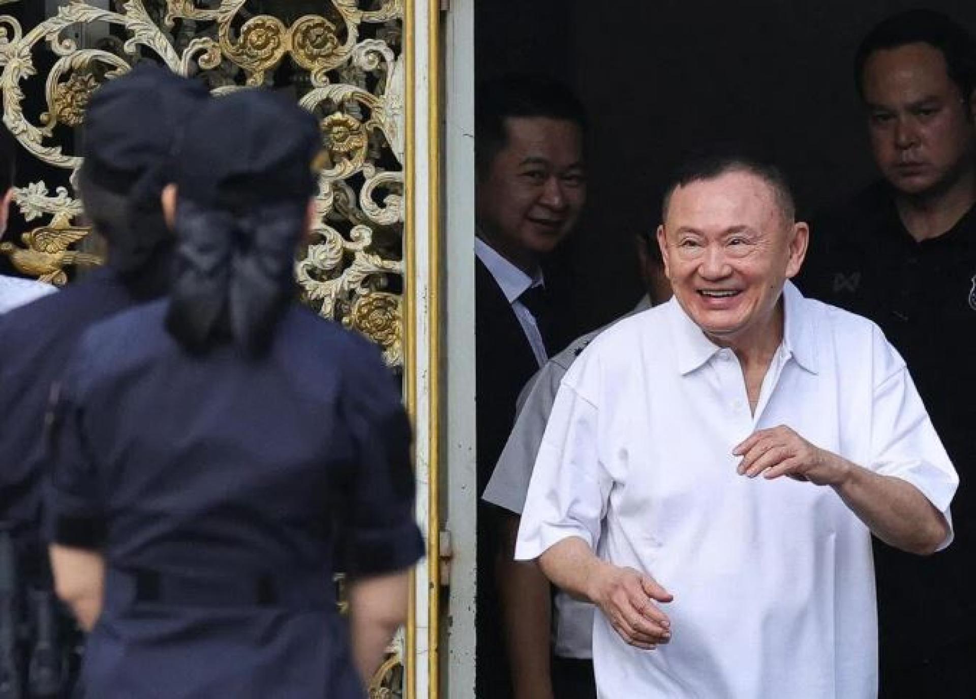 泰国前首相达信服刑8个月后，于5月11日上午面带笑容走出监狱。