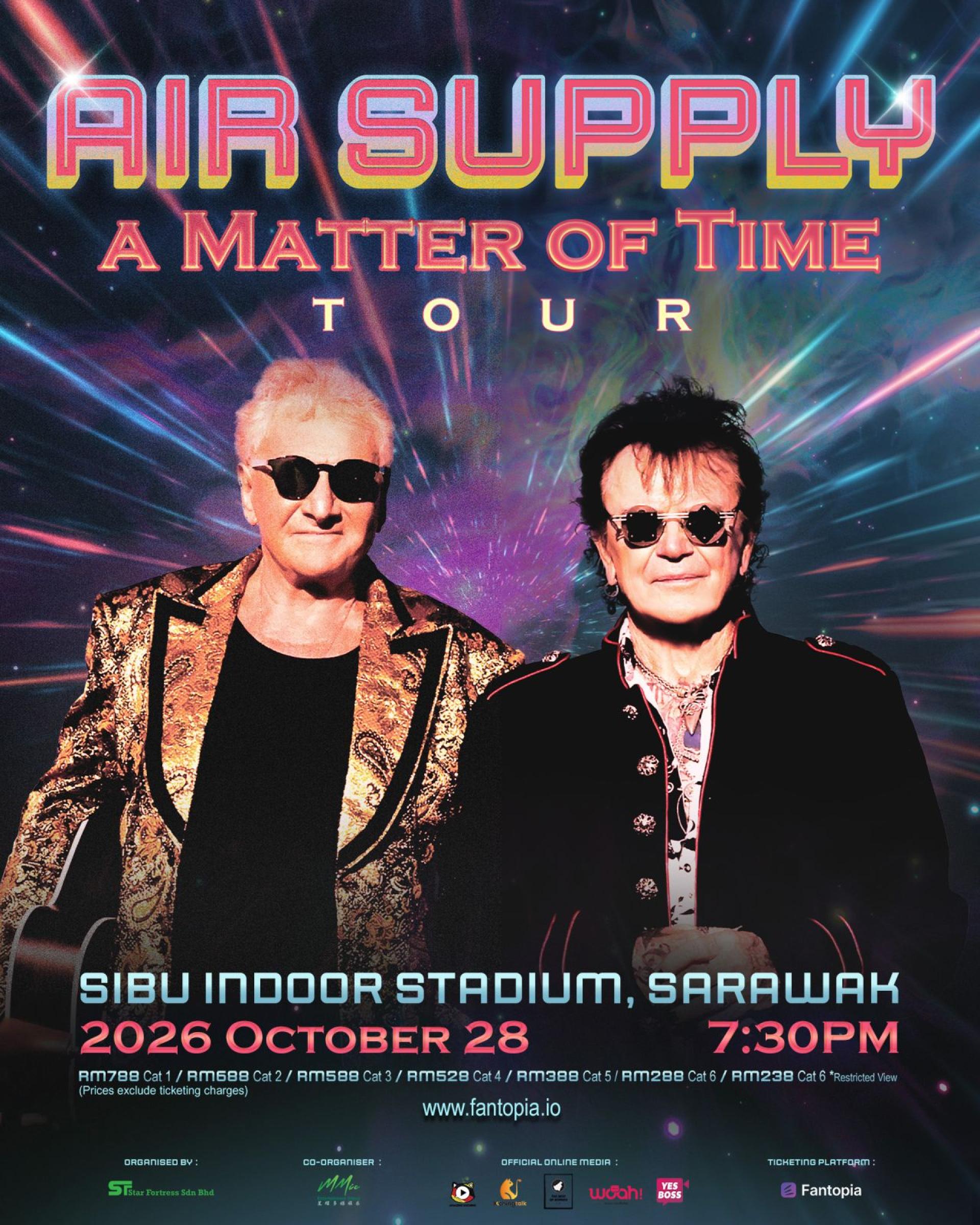 Air Supply将于2026年10月28日（星期三）首度来到砂拉越诗巫举办《A Matter of Time》巡演。