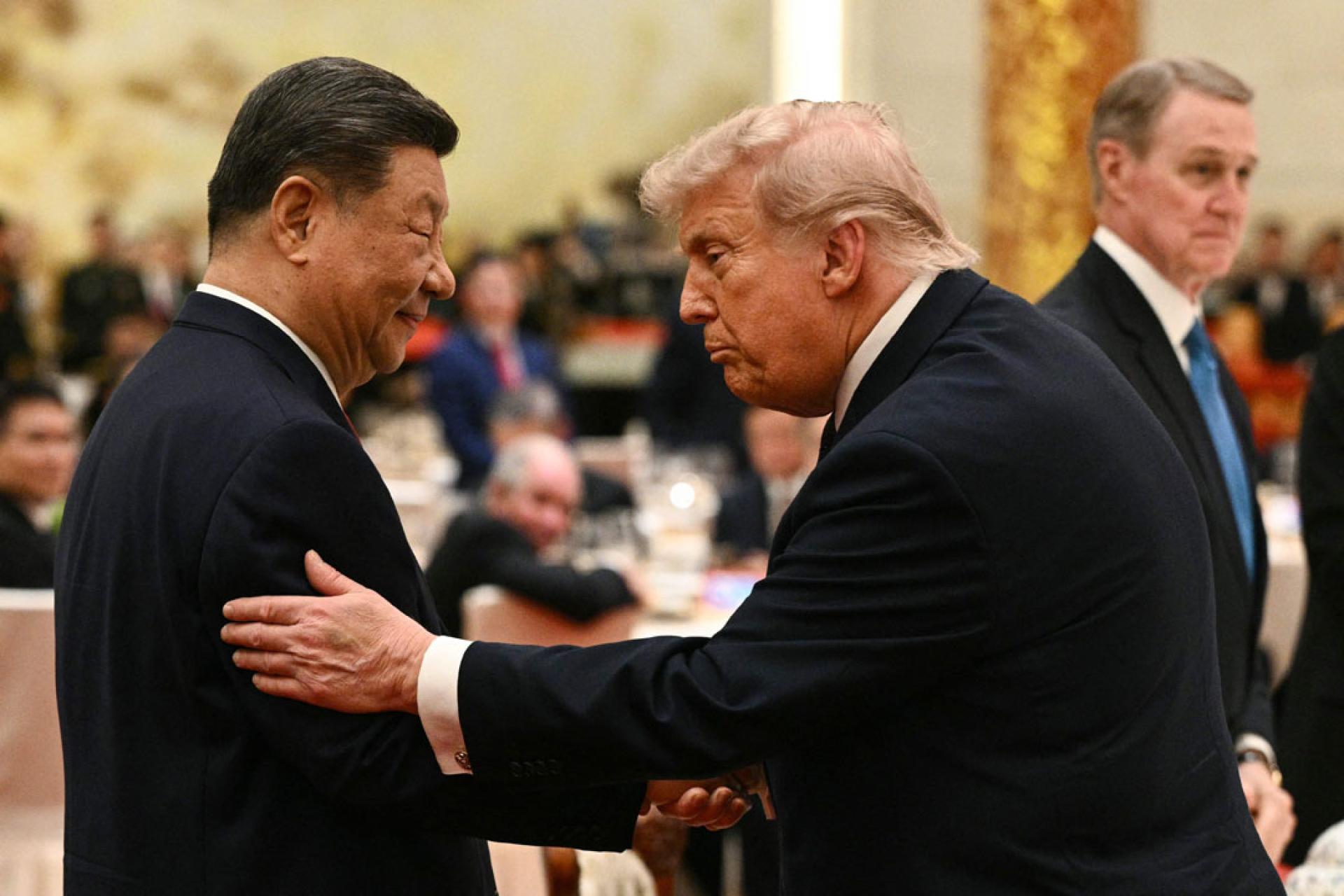 中国国家主席习近平14日晚在北京人民大会堂举行宴会，欢迎美国总统特朗普访华。