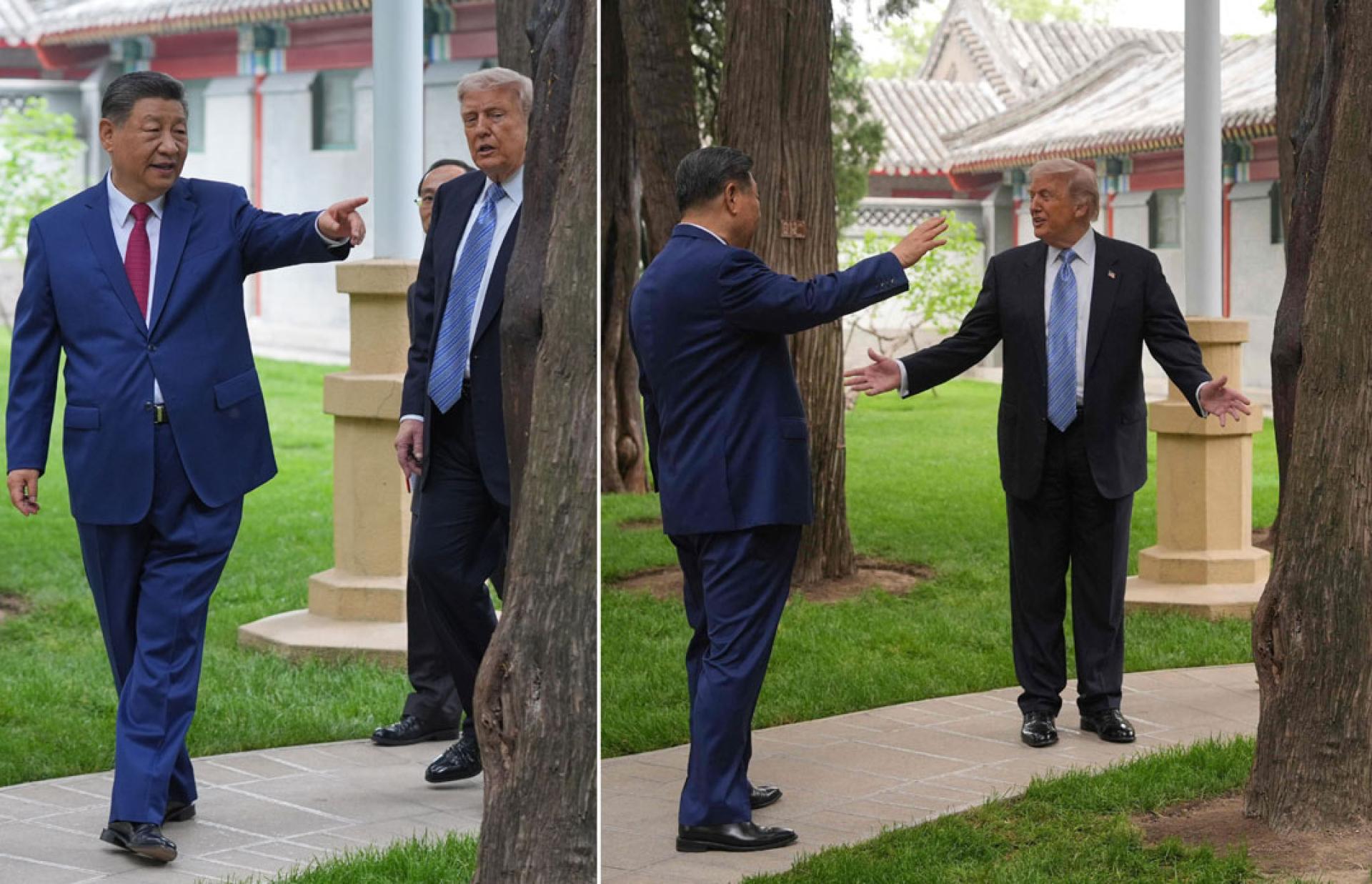 特朗普说，“很美的地方，我很喜欢，能待得惯，我可能不想走了。”