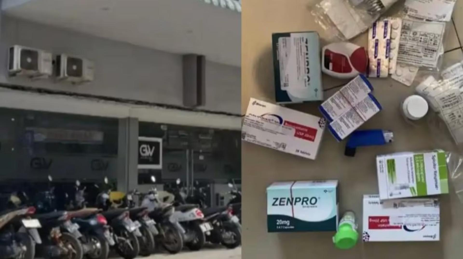 警方在酒店房内发现多种药物与保健品。