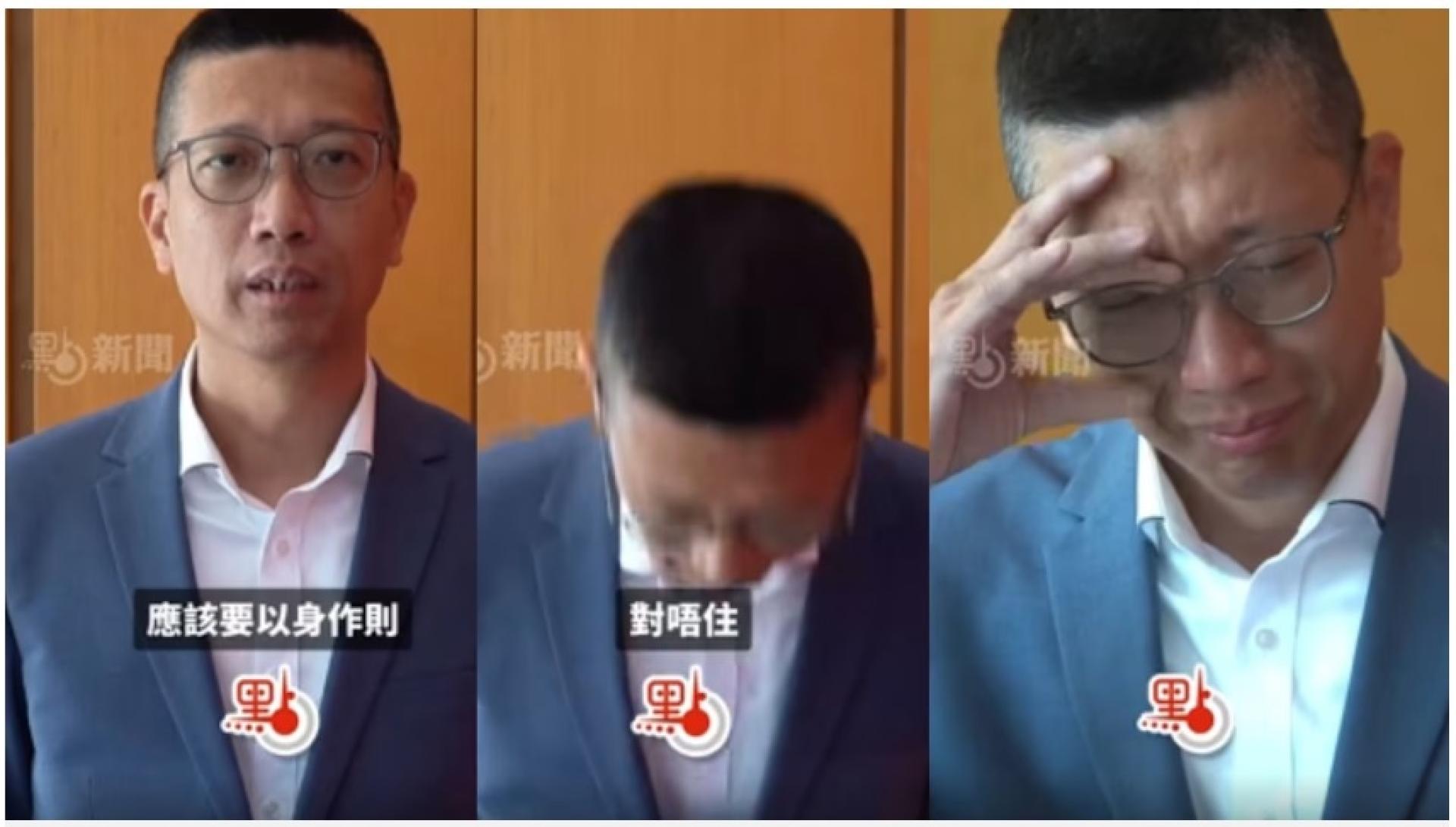 李卓兴向公众鞠躬道歉并落泪。