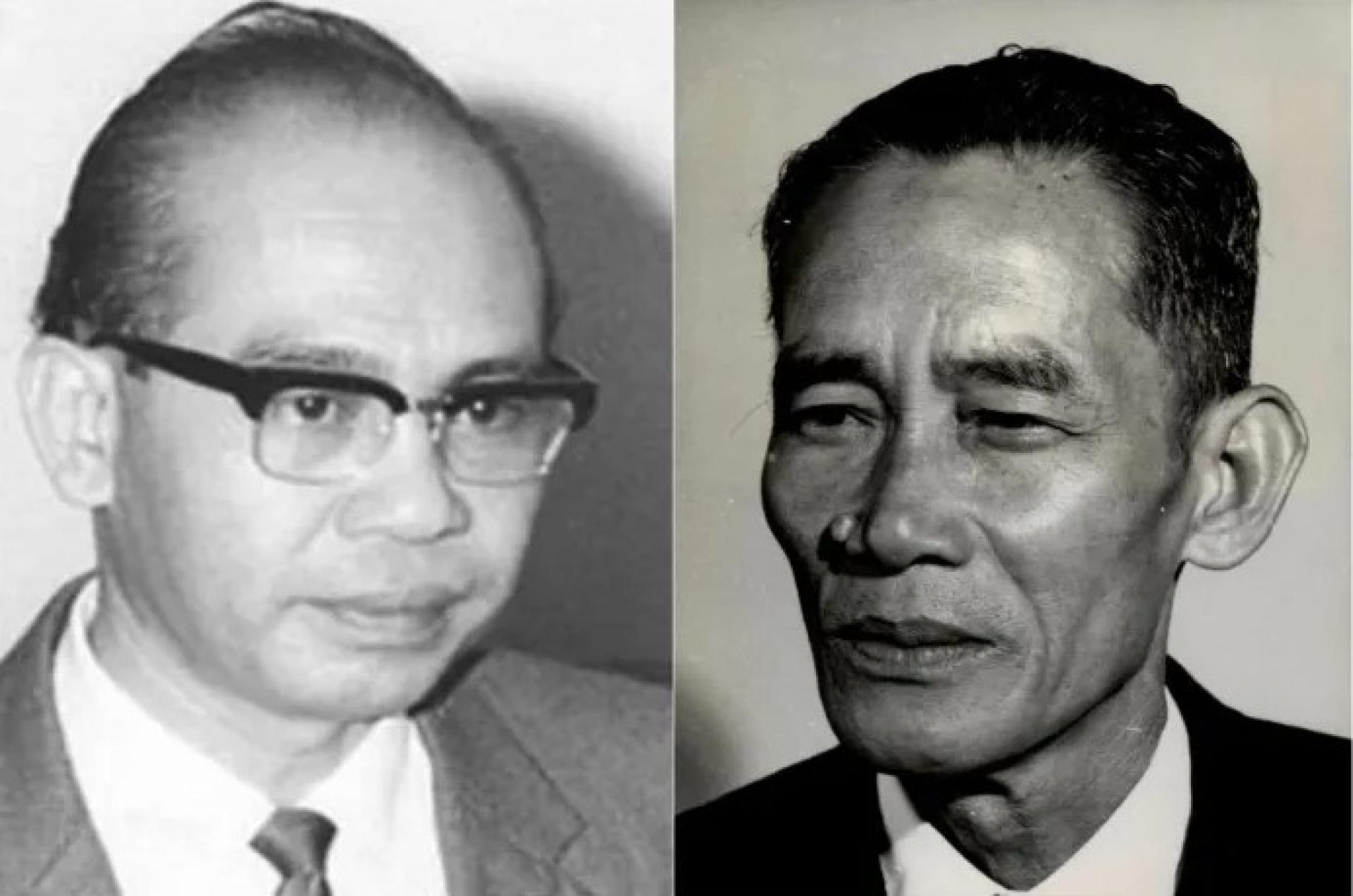 砂拉越首任首长斯蒂芬卡隆宁甘（左）与第二任首长达维斯里（右）合成照片。