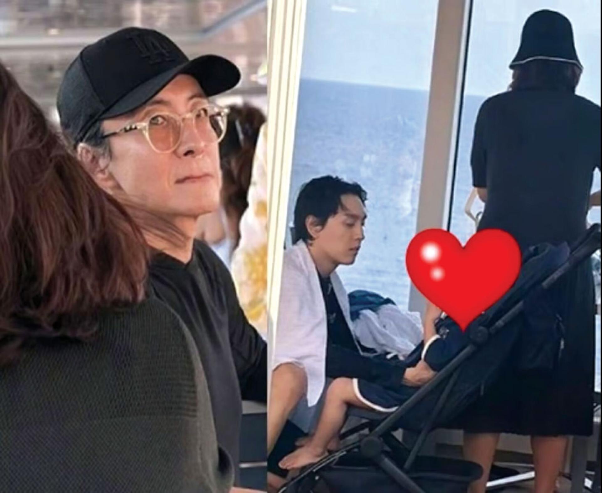53岁裴勇浚（左图）近照还是帅，崔泰俊安抚儿子被拍下。