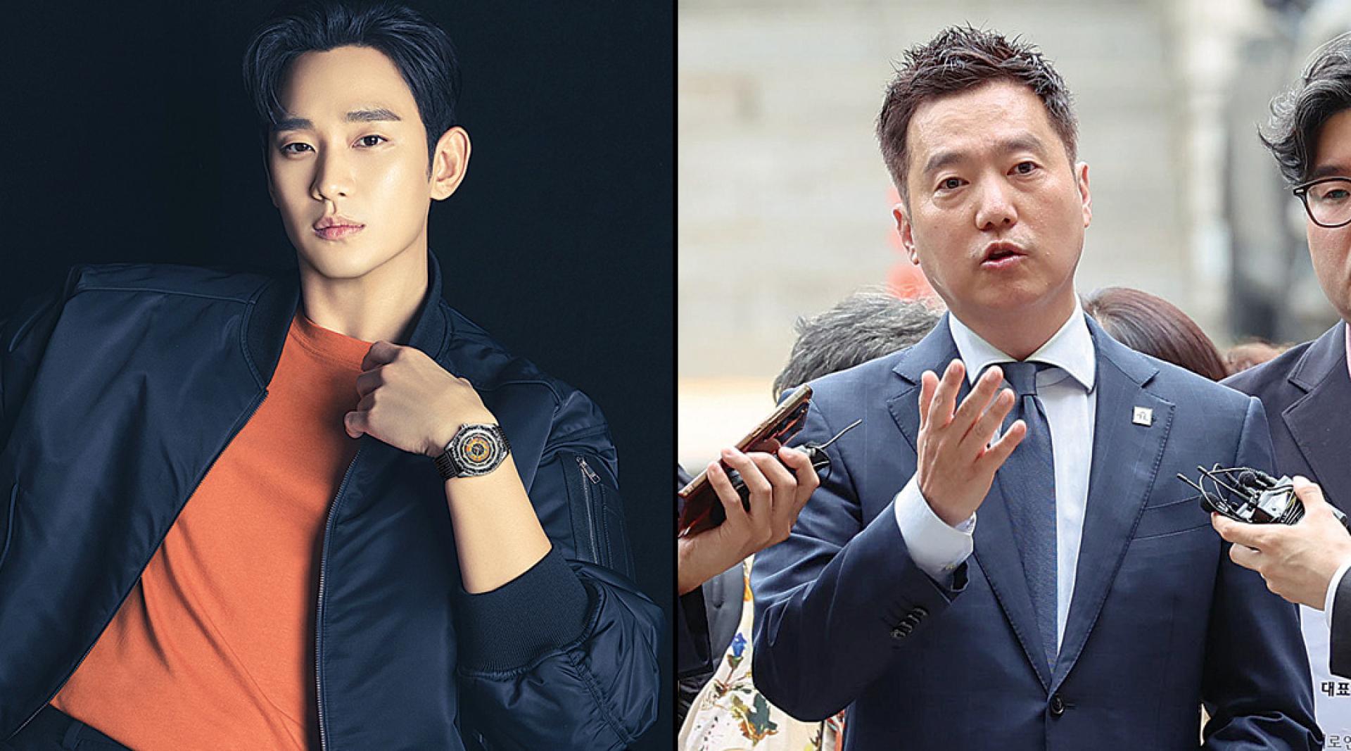 （左）金秀贤去年被散布与金赛纶交往等谣言而形象直跌谷底。（右）金世义5月26日正式被羁押及送检。