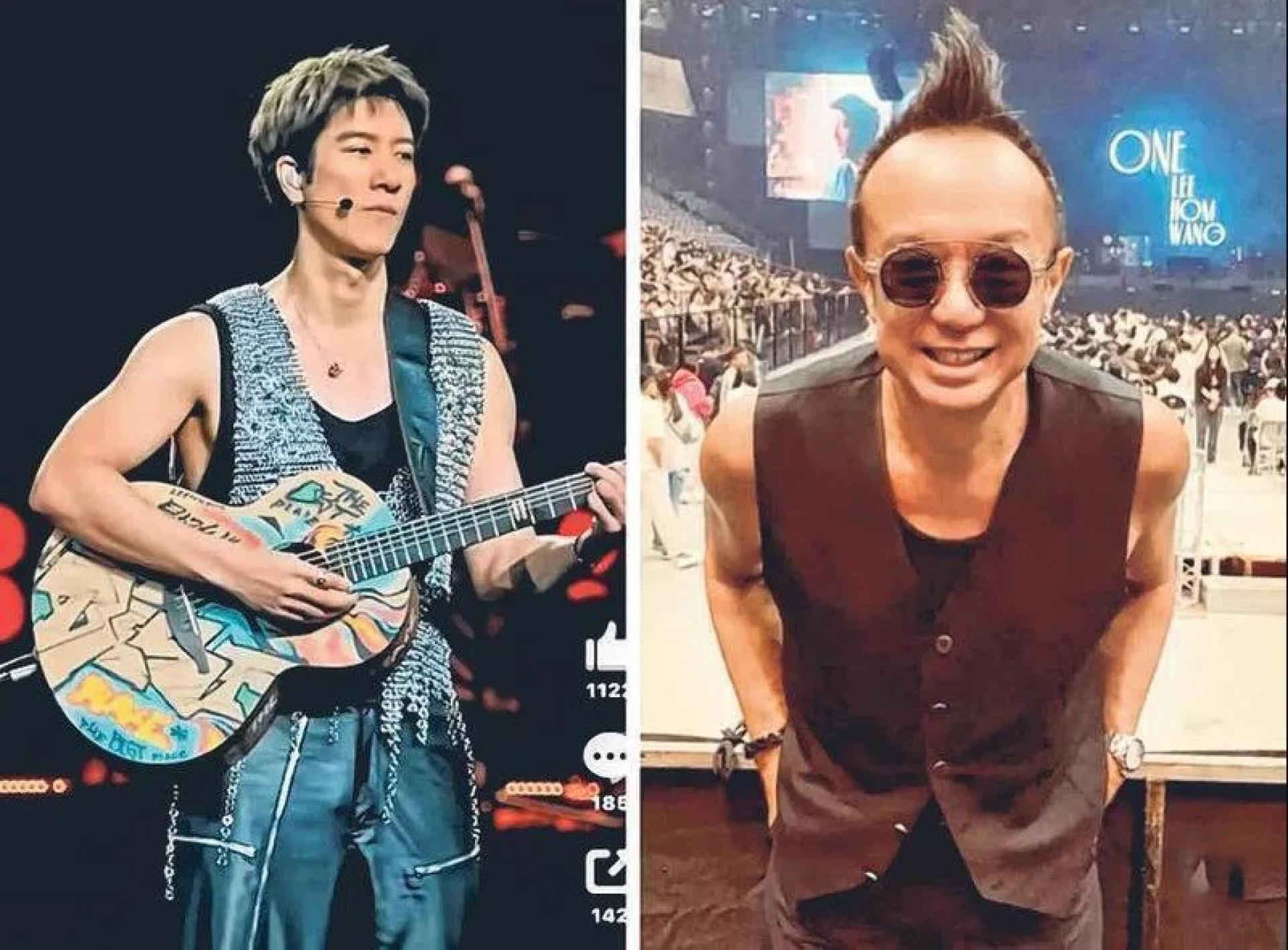 王力宏（左）于悉尼场演唱会演唱《让每个人都心碎》，追悼老友黄大炜。