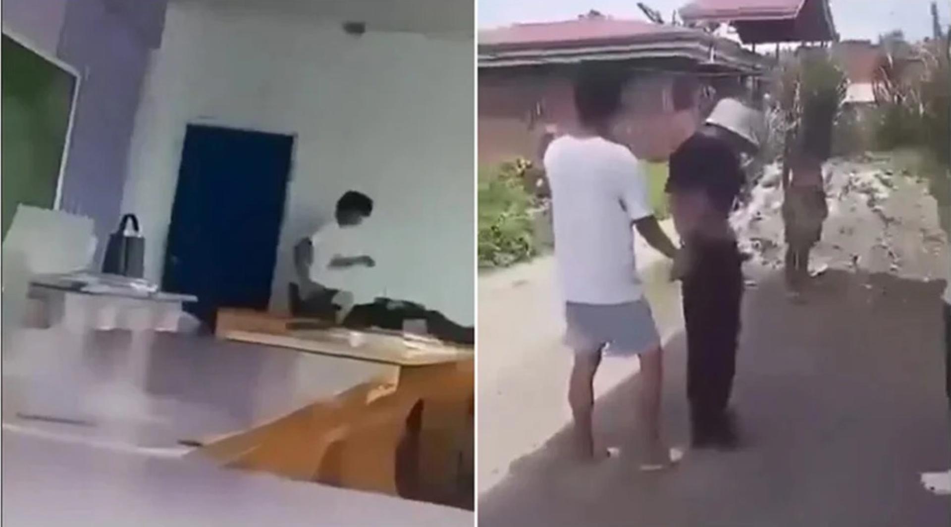 根据社群影片，部分教室疑似紧急反锁，师生躲到桌椅下方避难；另有当地居民合力制伏并逮捕第2名嫌犯。