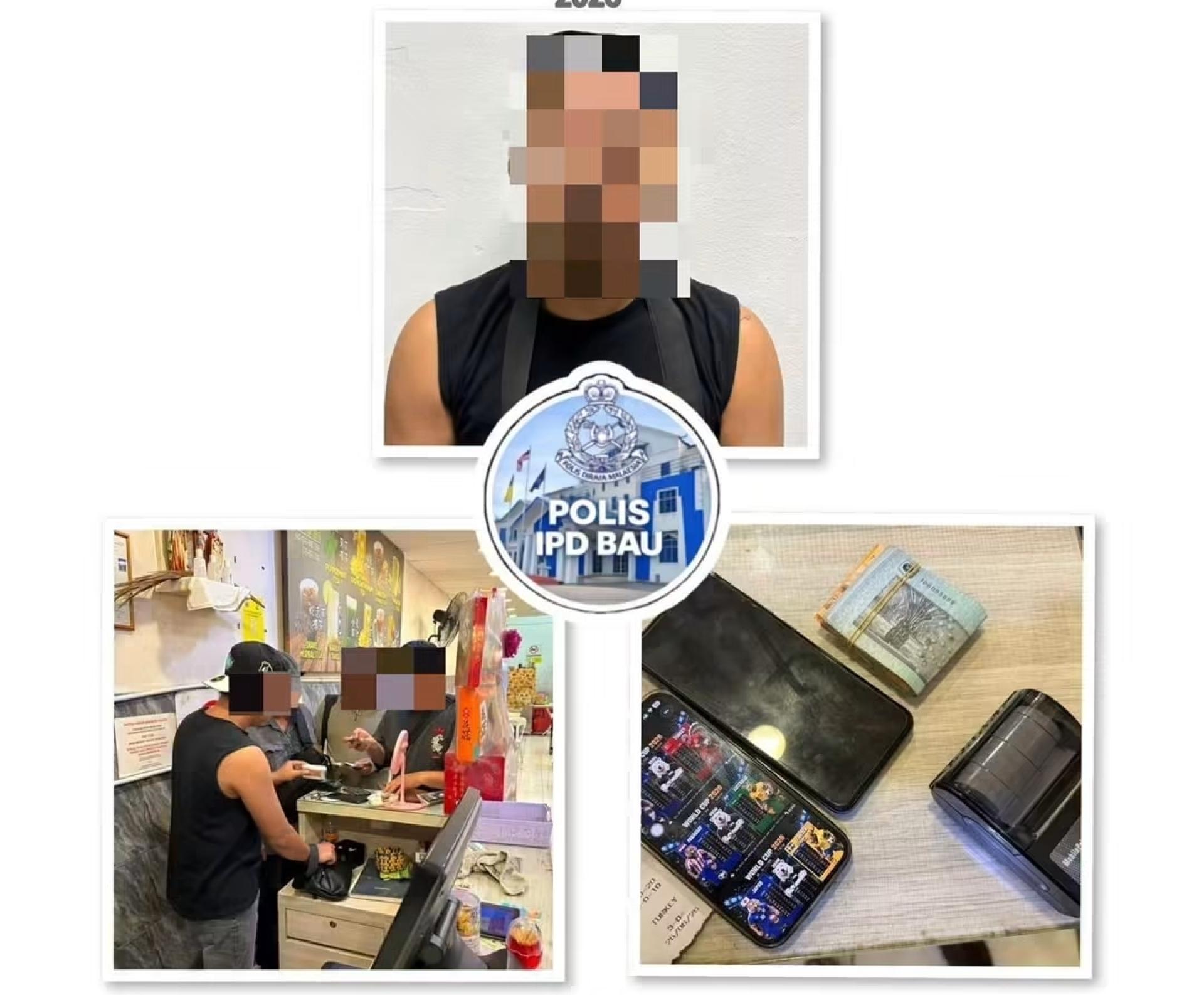 警方在行动中逮捕一名印尼籍男子和没收相关赌球手机及现金等。
