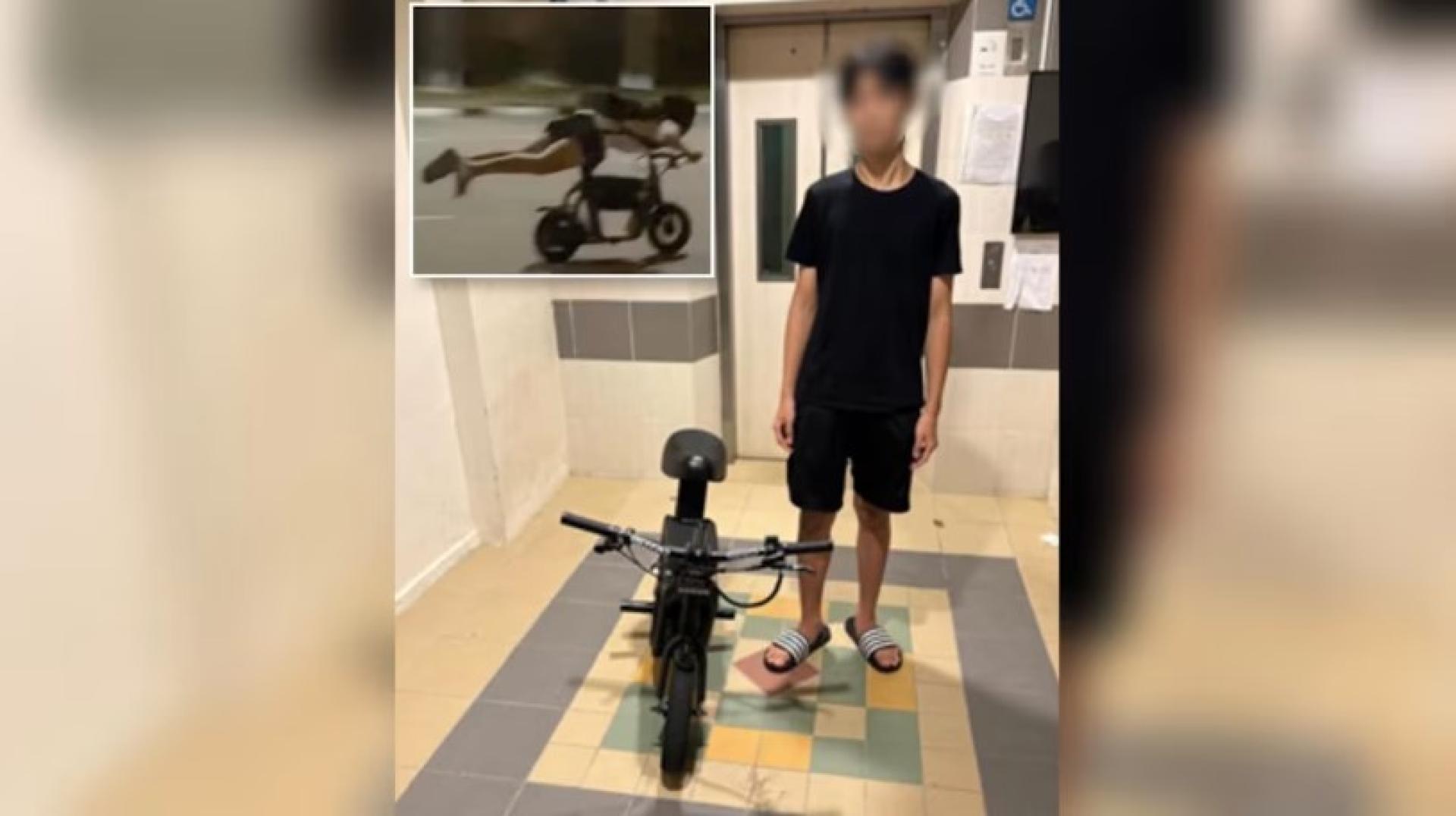 男子的代步工具最高时速可超过每小时100公里，是法定时速上限的四倍。