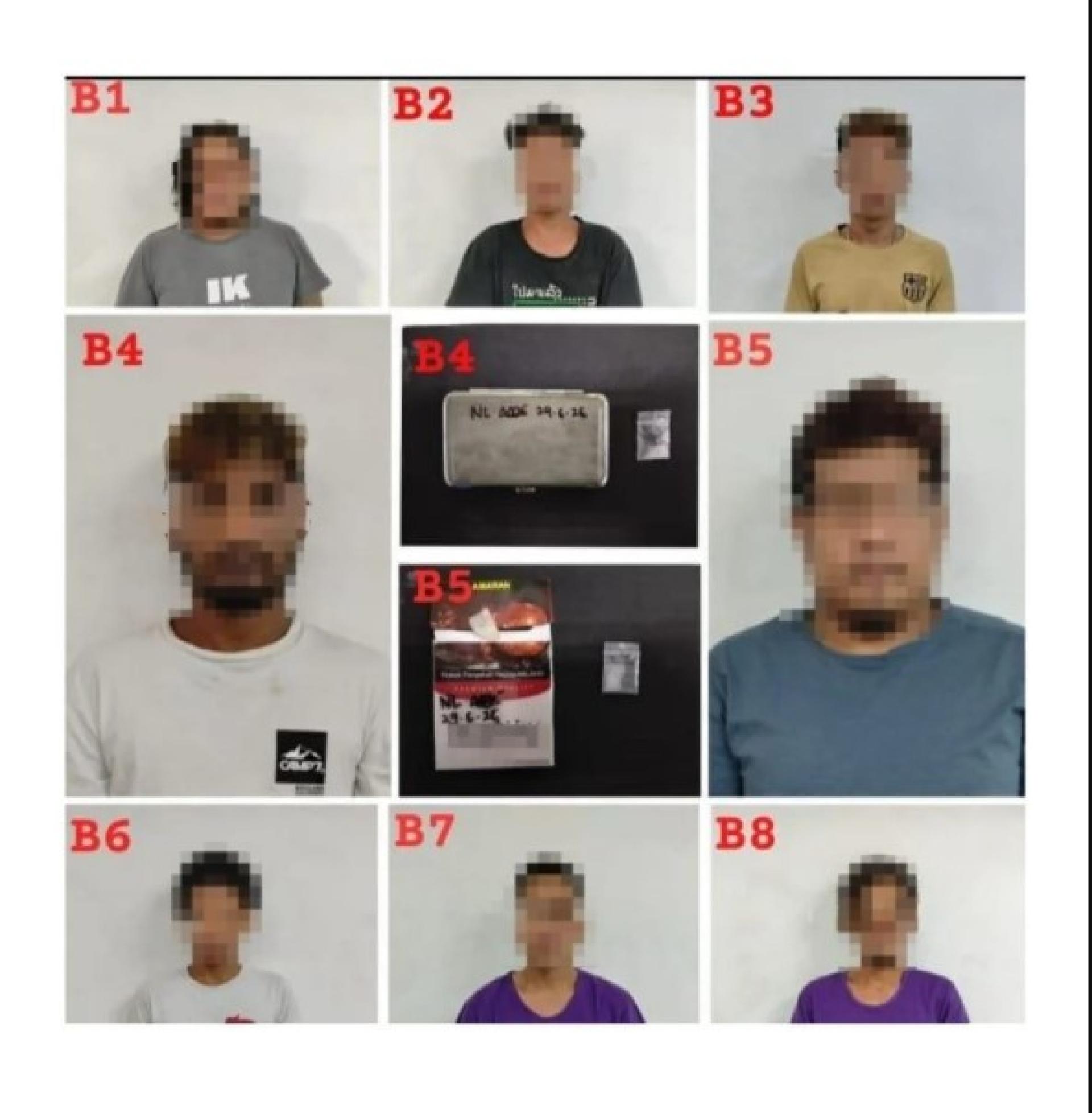 石隆门警方昨日在县内多个甘榜展开“特别肃毒行动”，逮捕8名毒品检测呈阳性的男子。