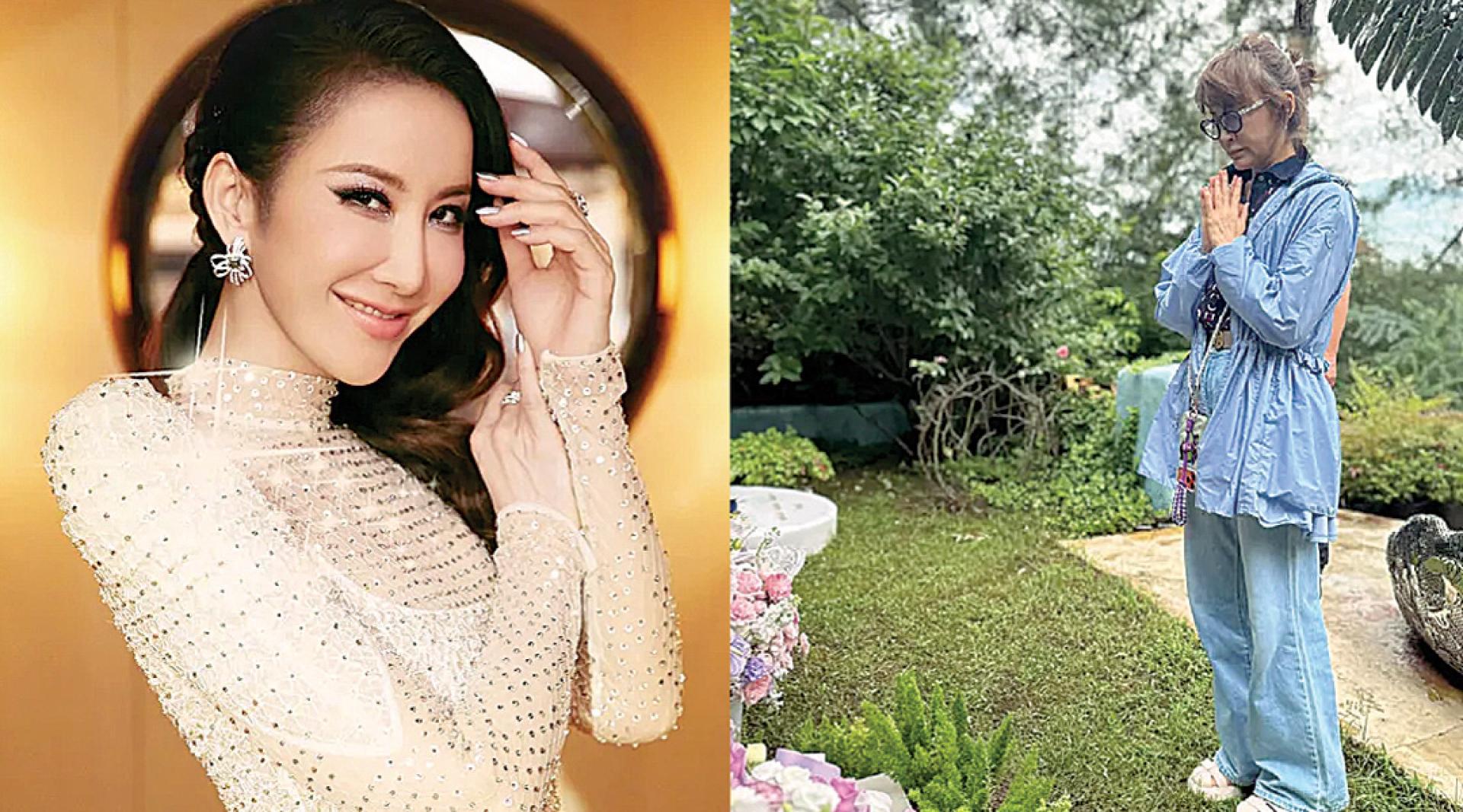 李玟二姐李思林（右图）在3周年忌日这天到墓园悼念妹妹。