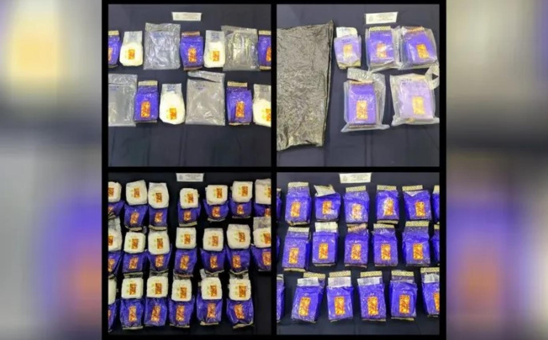 警方于2026年7月3日至4日在古晋及巴达旺展开4场突击行动中起获的毒品。（来源：马来西亚皇家警察部队）