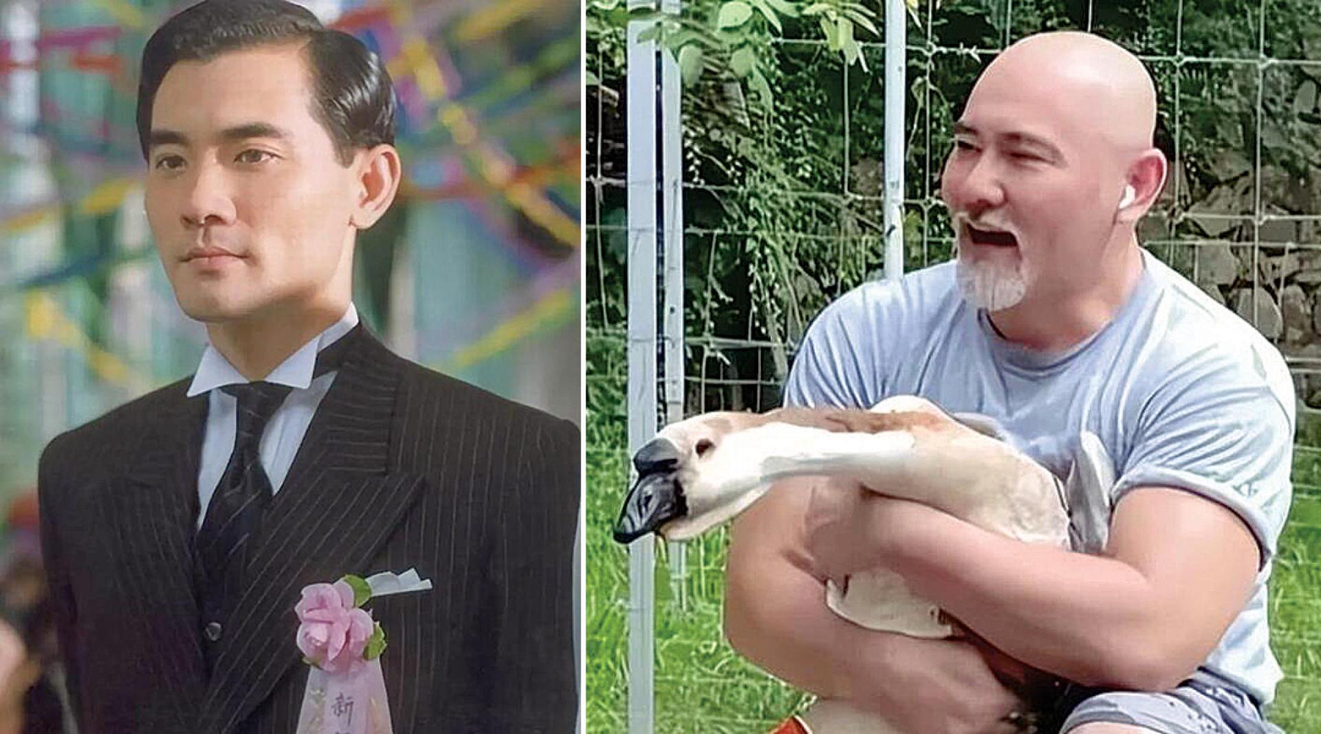 （左）赵文瑄曾被喻为是“台湾第一美男”。（右）如今的赵文瑄定居宁波。